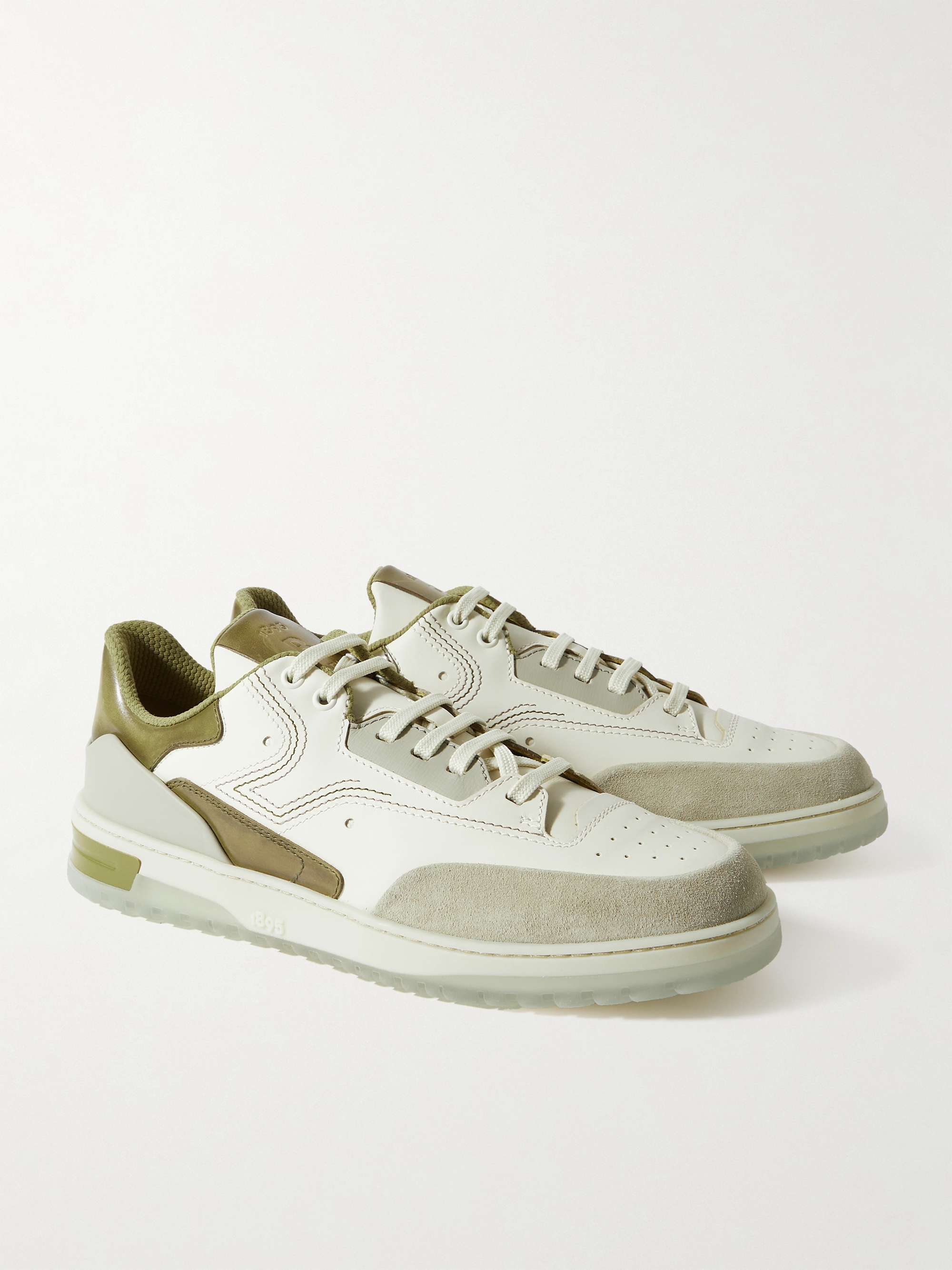 BERLUTI Playoff Suede-Trimmed Leather Sneakers