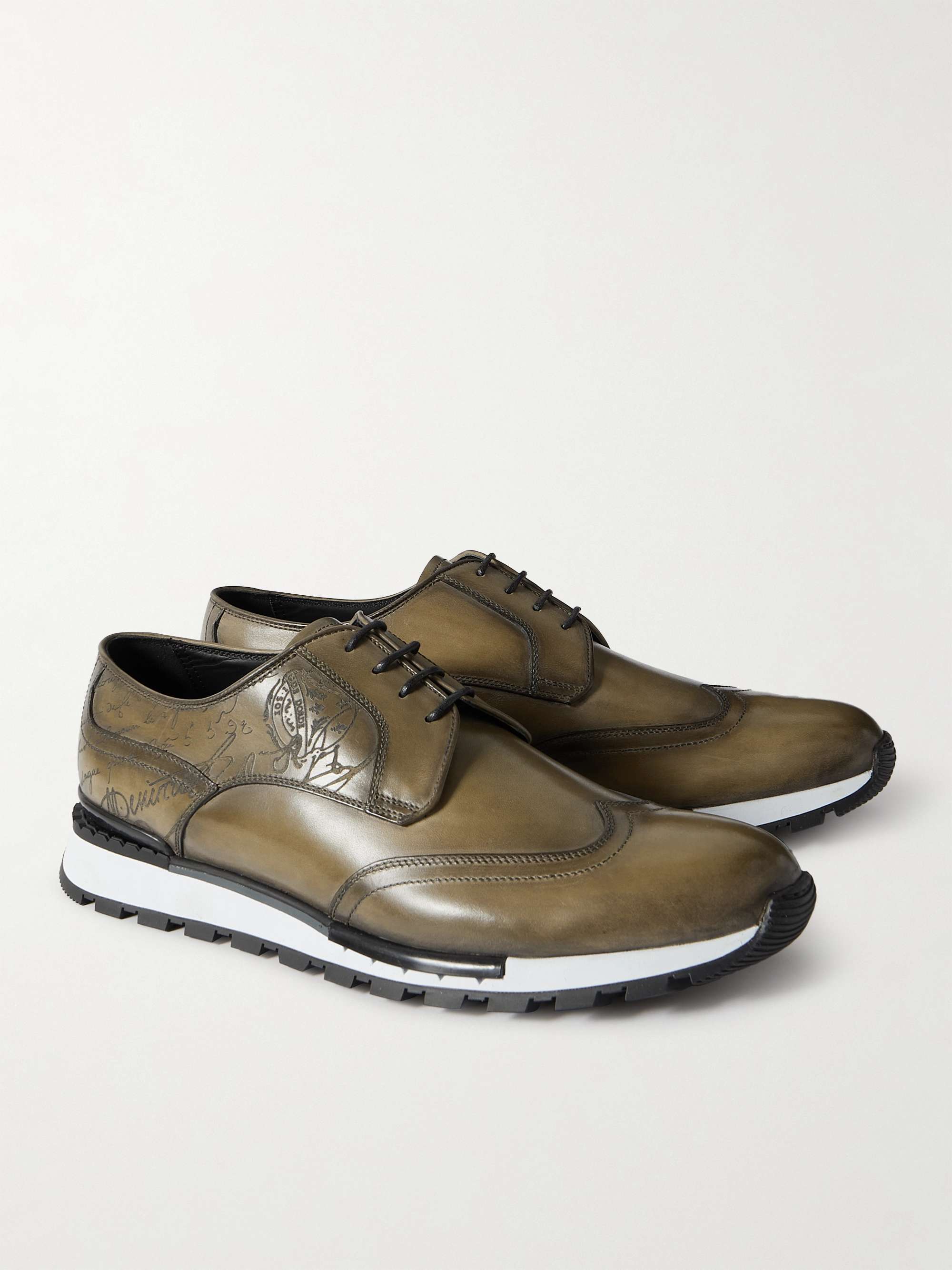 BERLUTI Fast Track Scritto Venezia Leather Sneakers for Men | MR PORTER