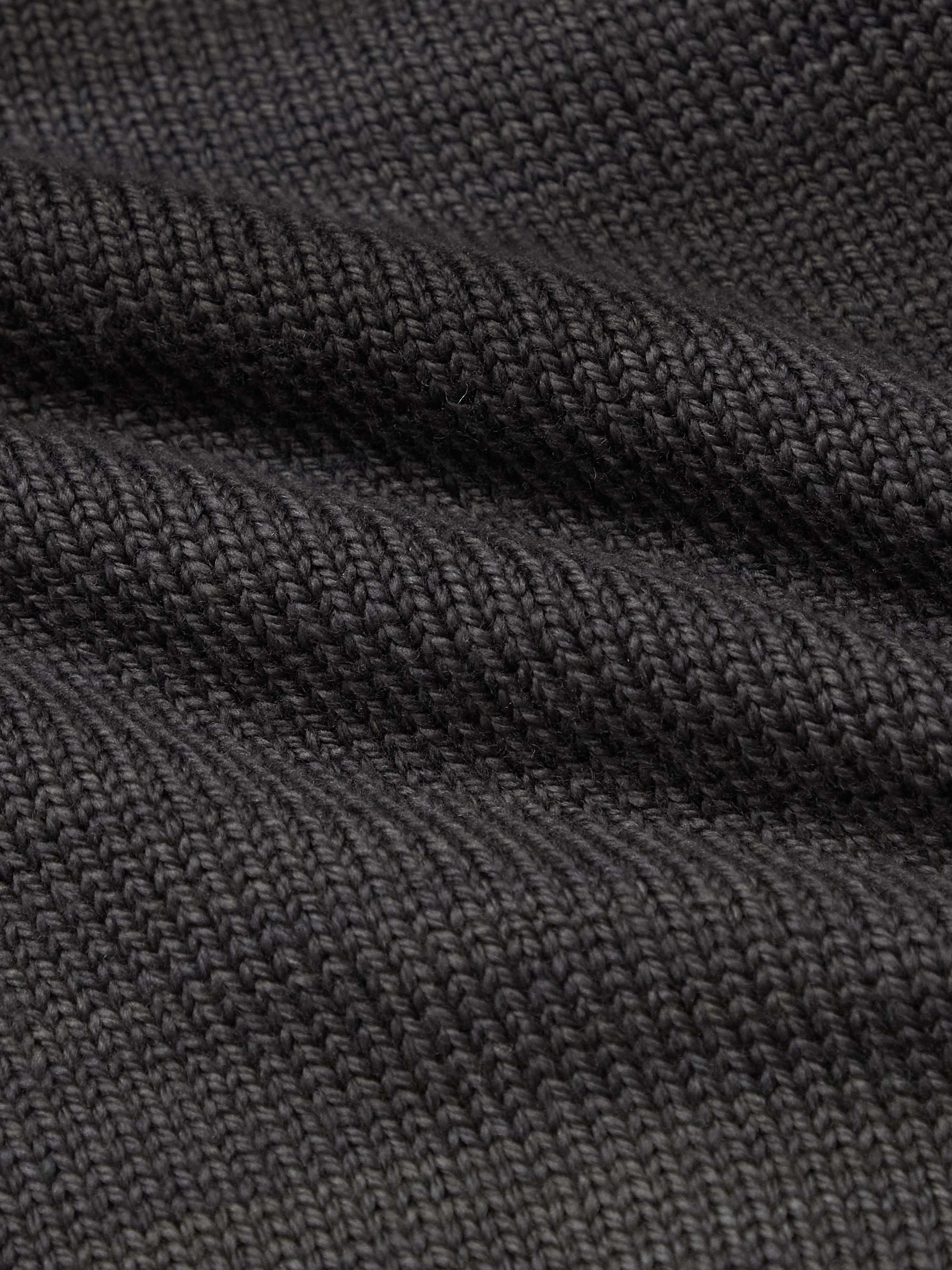 11.11/ELEVEN ELEVEN Shawl Collar Garment-Dyed Ribbed Merino Wool Cardigan