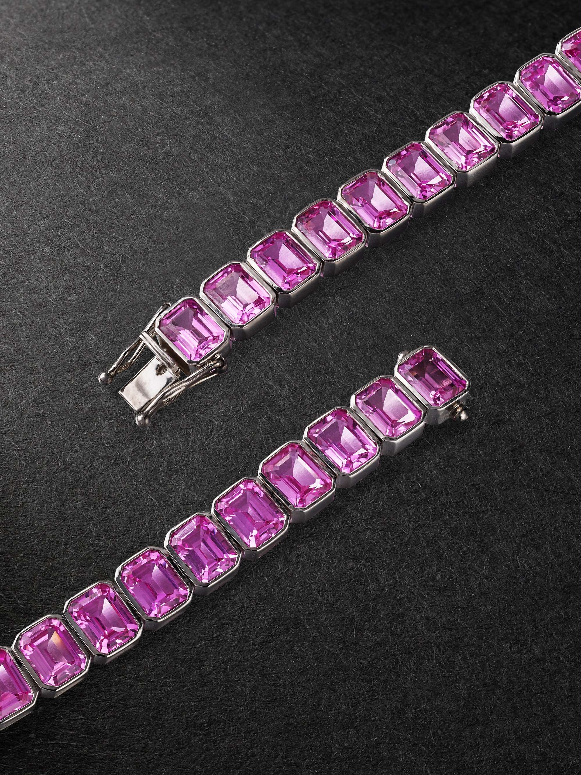 42 SUNS 14-Karat White Gold Pink Sapphire Tennis Necklace