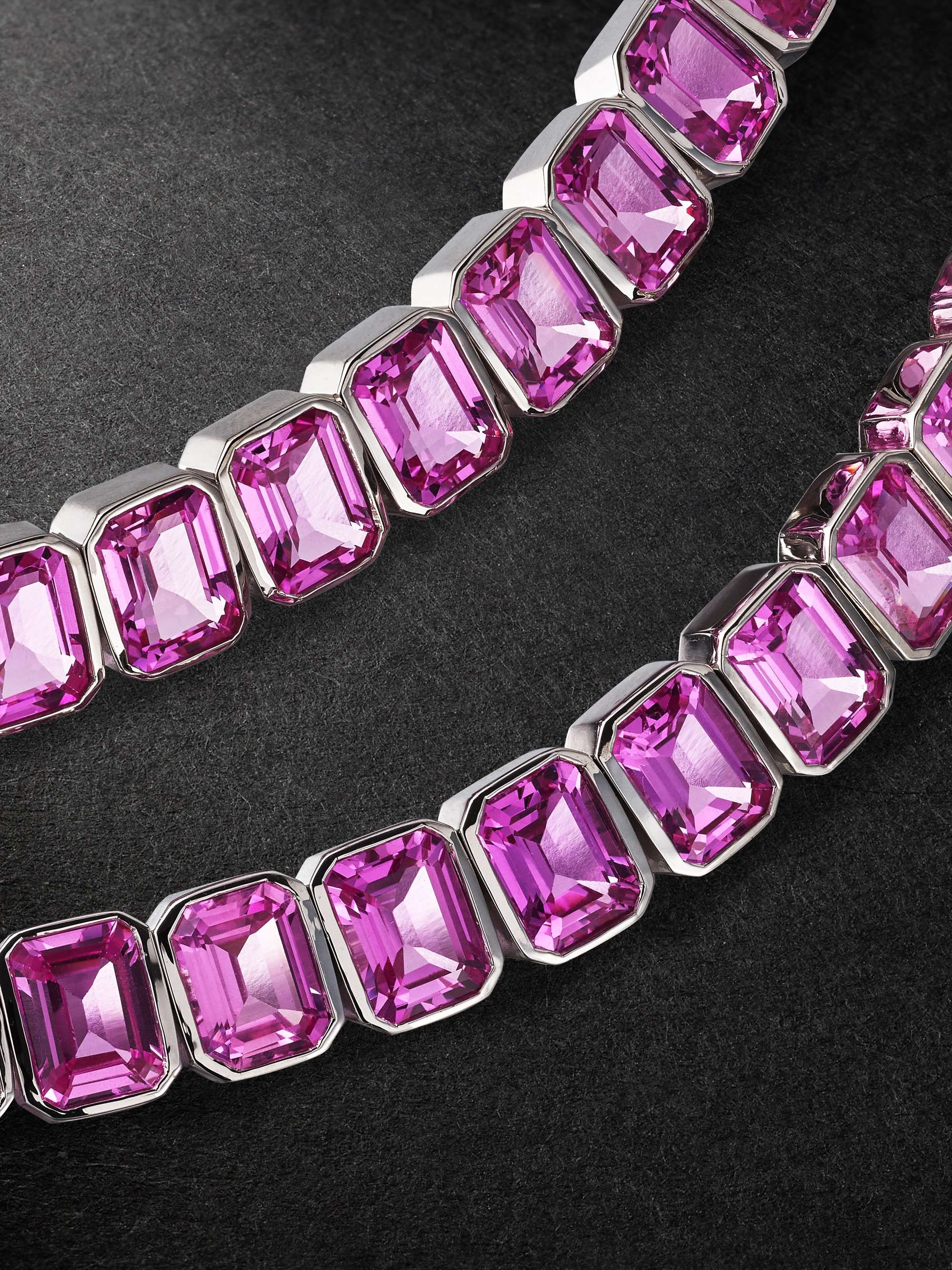 42 SUNS 14-Karat White Gold Pink Sapphire Tennis Necklace