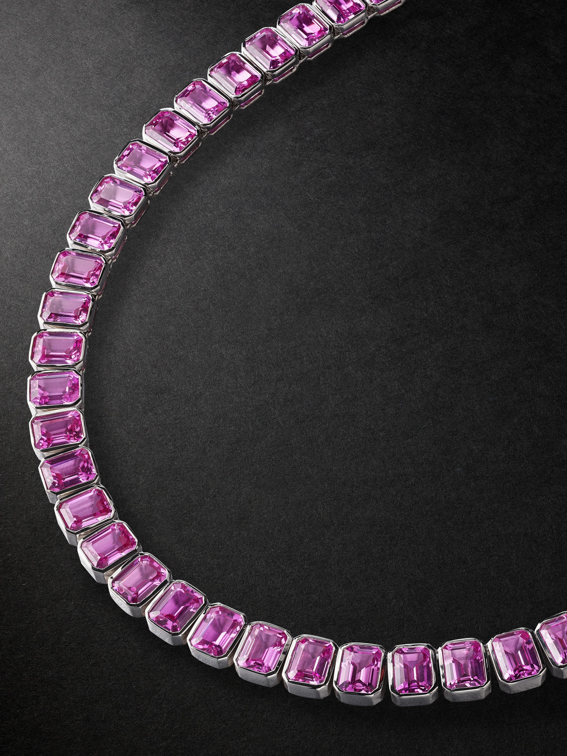 14-Karat White Gold Pink Sapphire Tennis Necklace