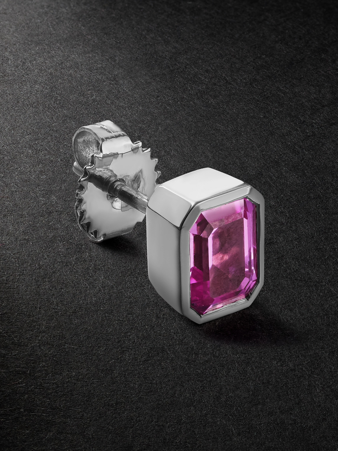 14-Karat White Gold Pink Sapphire Single Earring