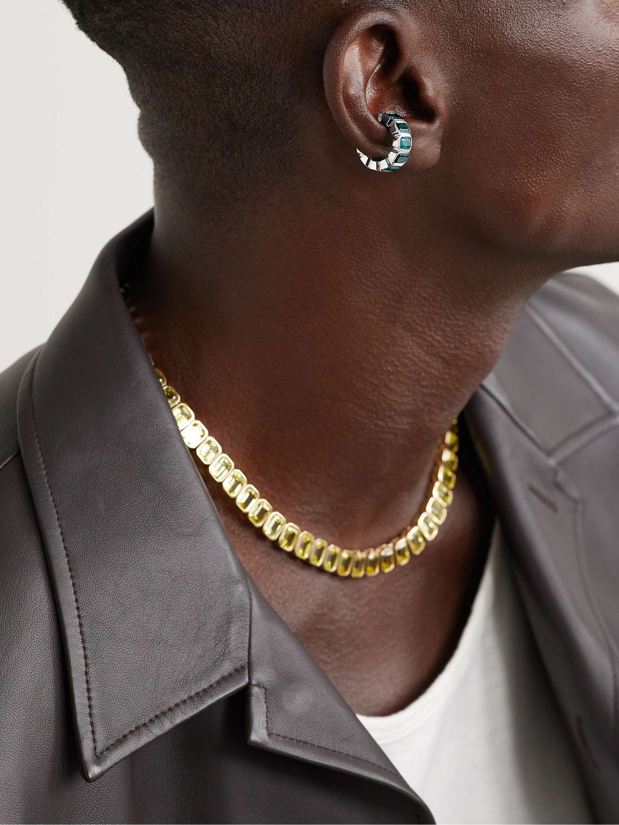42 SUNS 14-Karat White Gold Emerald Ear Cuff