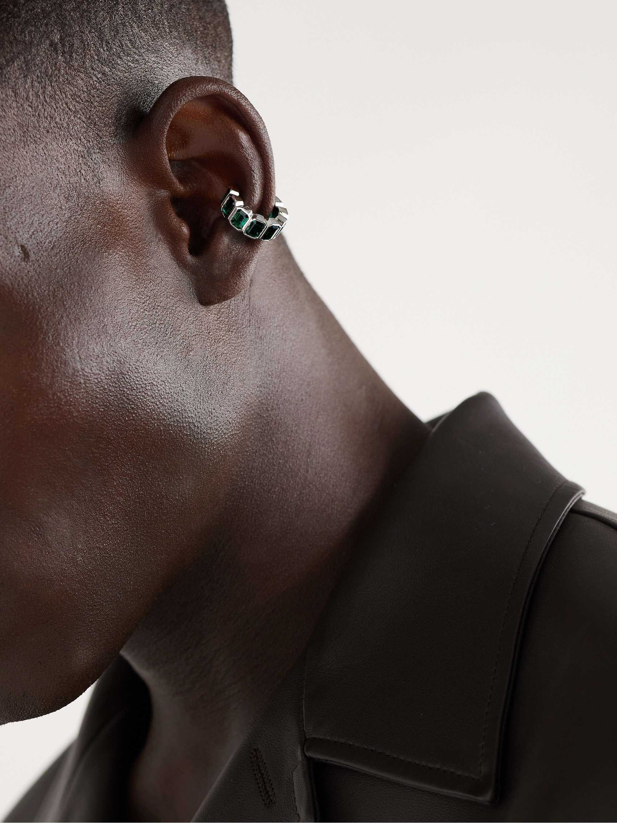 42 SUNS 14-Karat White Gold Emerald Ear Cuff