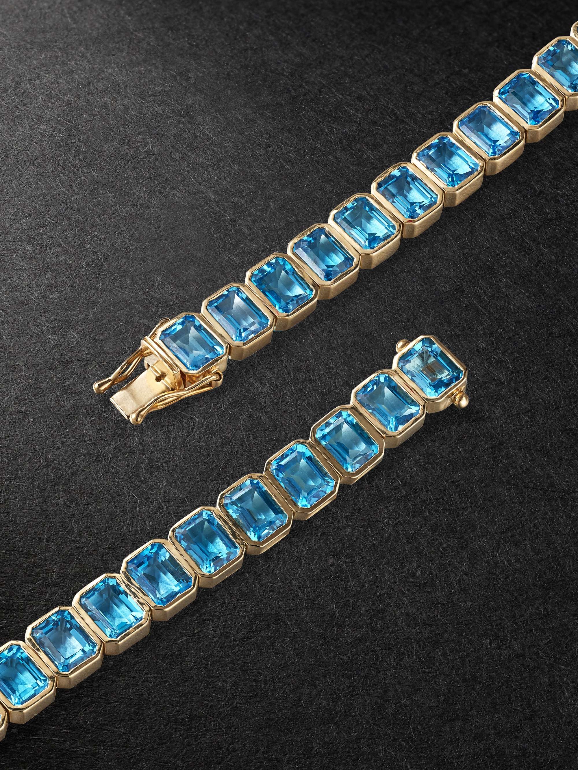 42 SUNS 14-Karat Gold Blue Topaz Tennis Necklace