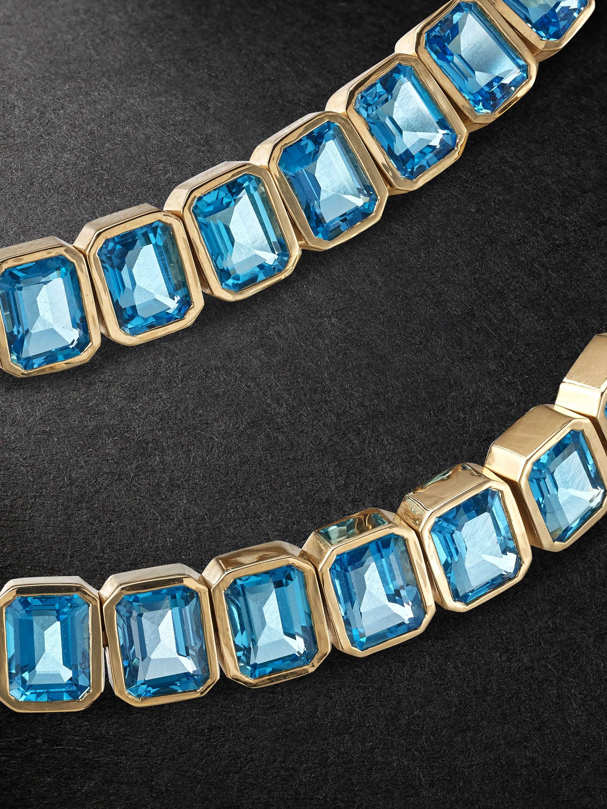 42 SUNS 14-Karat Gold Blue Topaz Tennis Necklace