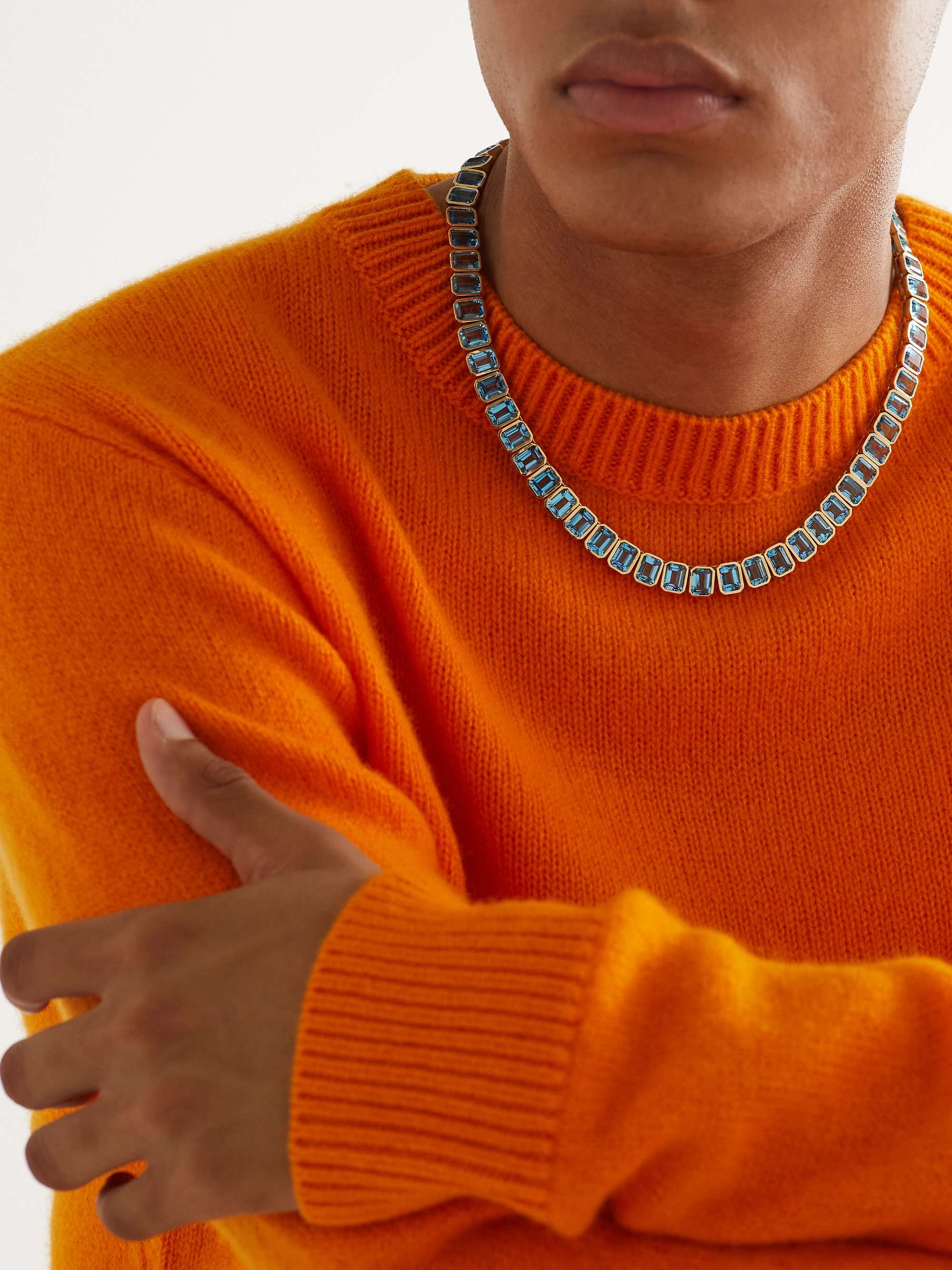 42 SUNS 14-Karat Gold Blue Topaz Tennis Necklace