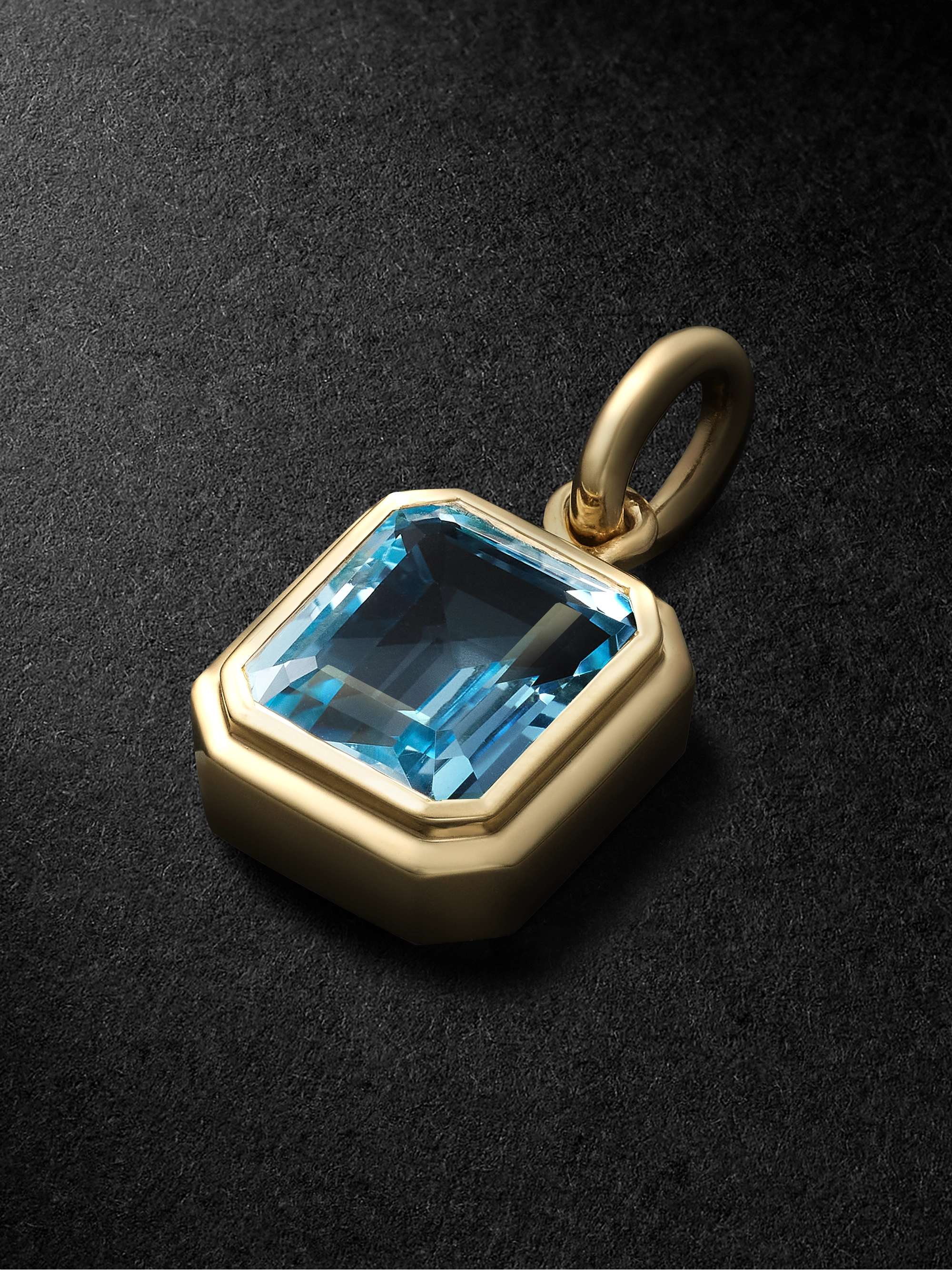 42 SUNS Large 14-Karat Gold Blue Topaz Pendant Necklace