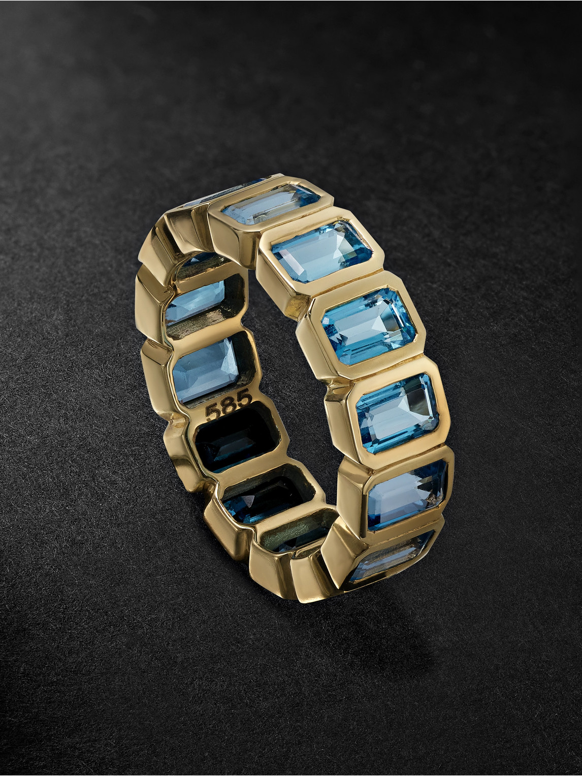 14-Karat Gold Blue Topaz Eternity Ring