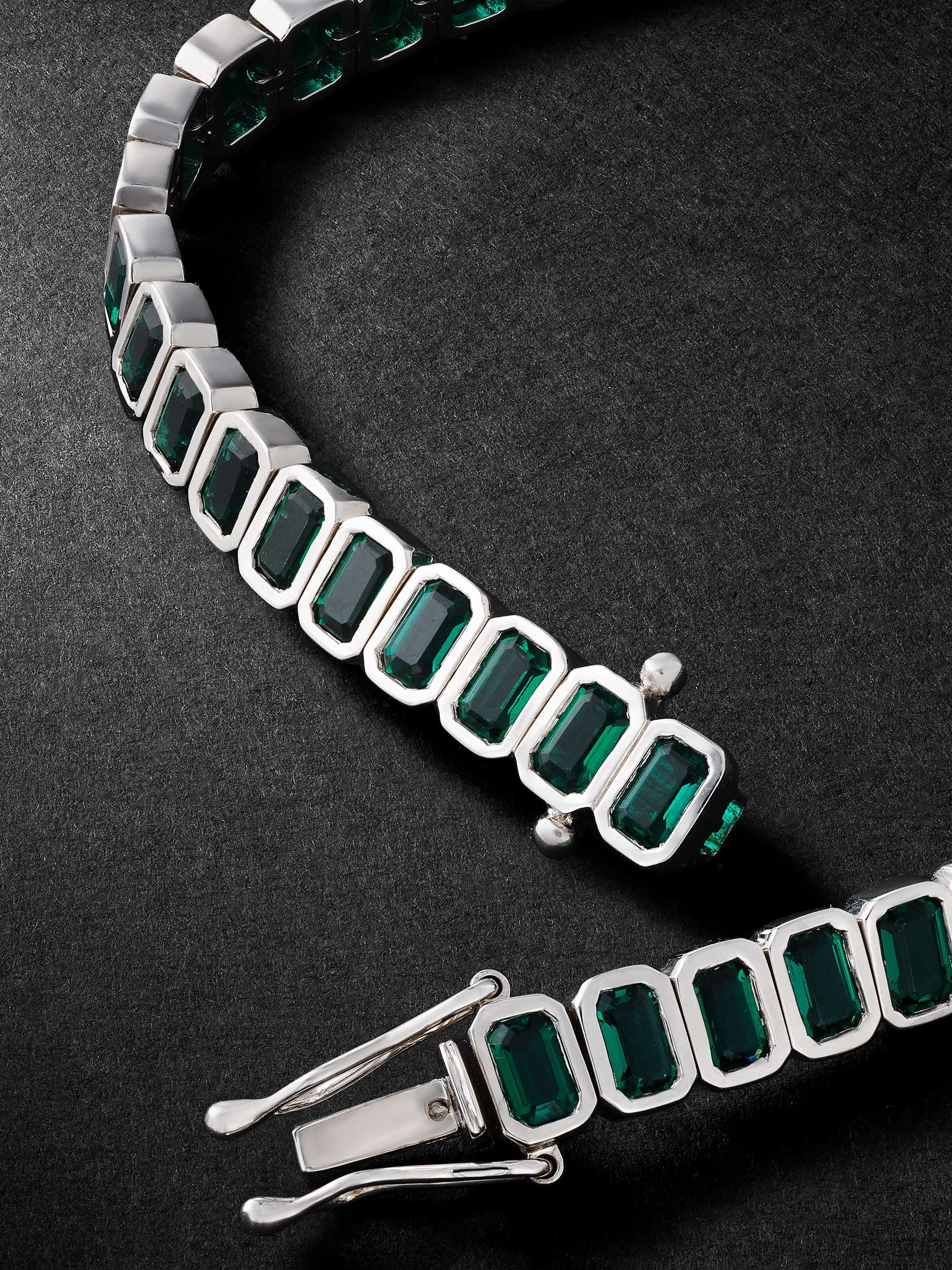 42 SUNS 14-Karat White Gold Emerald Tennis Bracelet