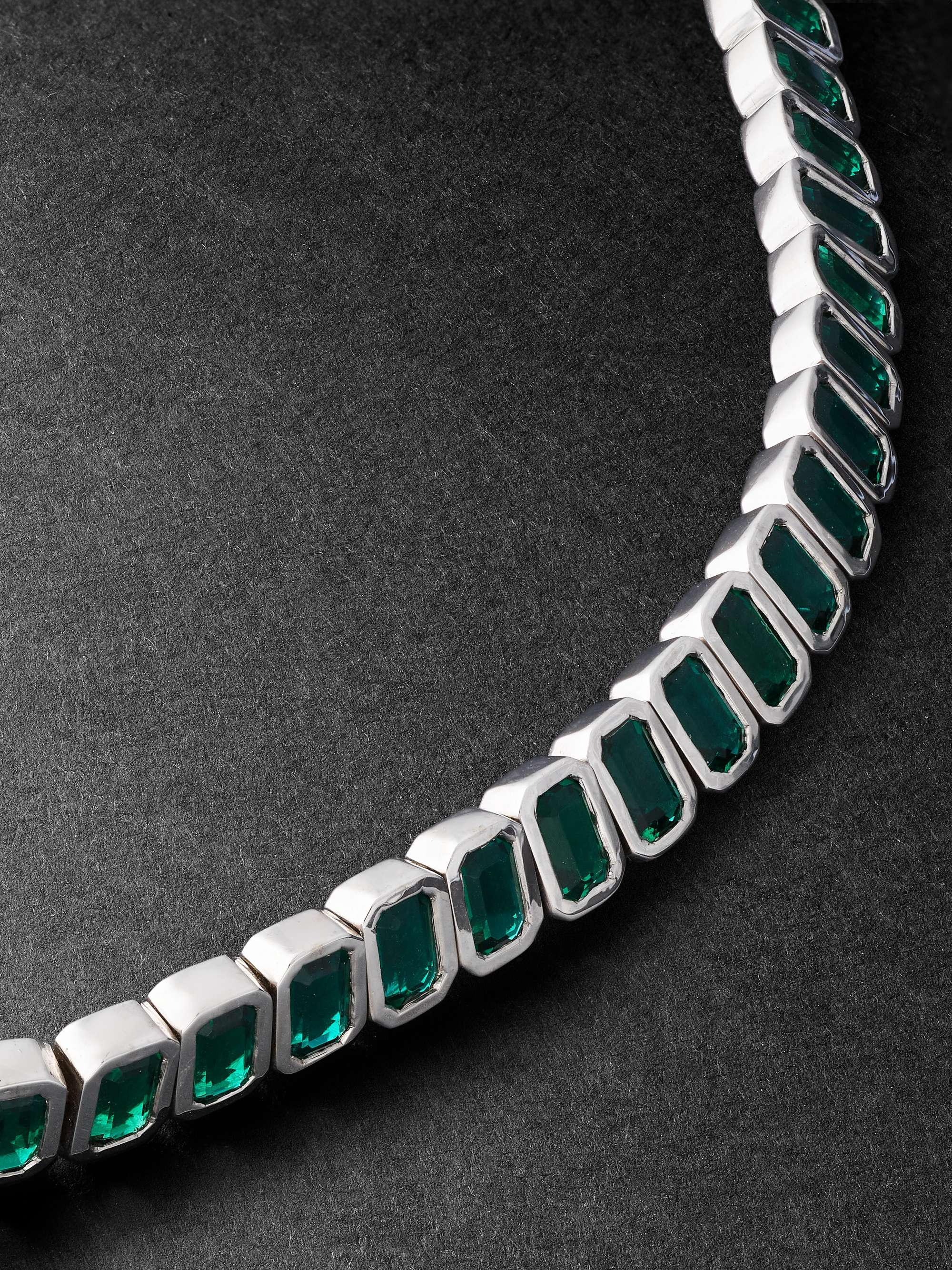 42 SUNS 14-Karat White Gold Emerald Tennis Bracelet