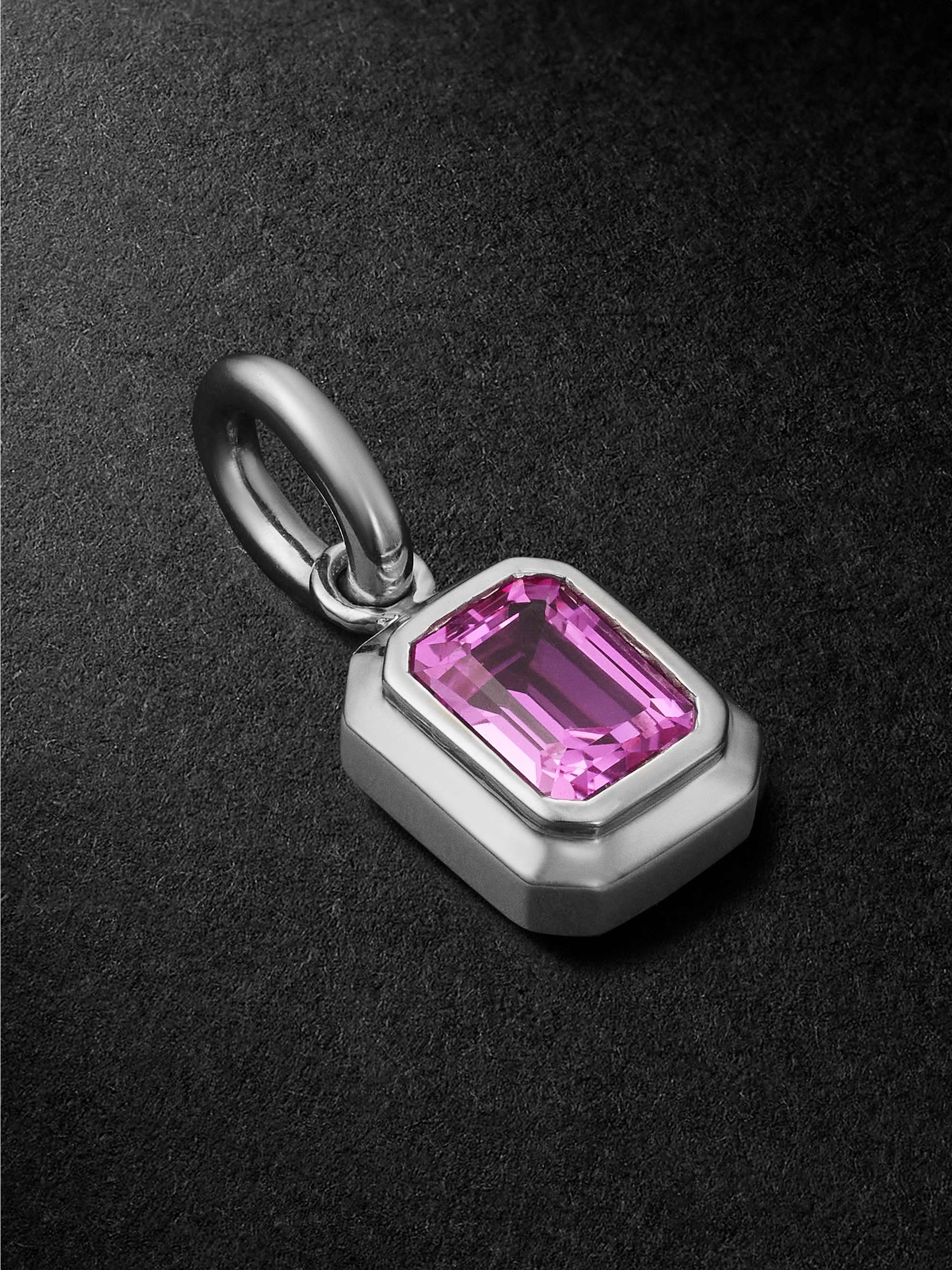 42 SUNS Small 14-Karat White Gold Pink Sapphire Pendant Necklace