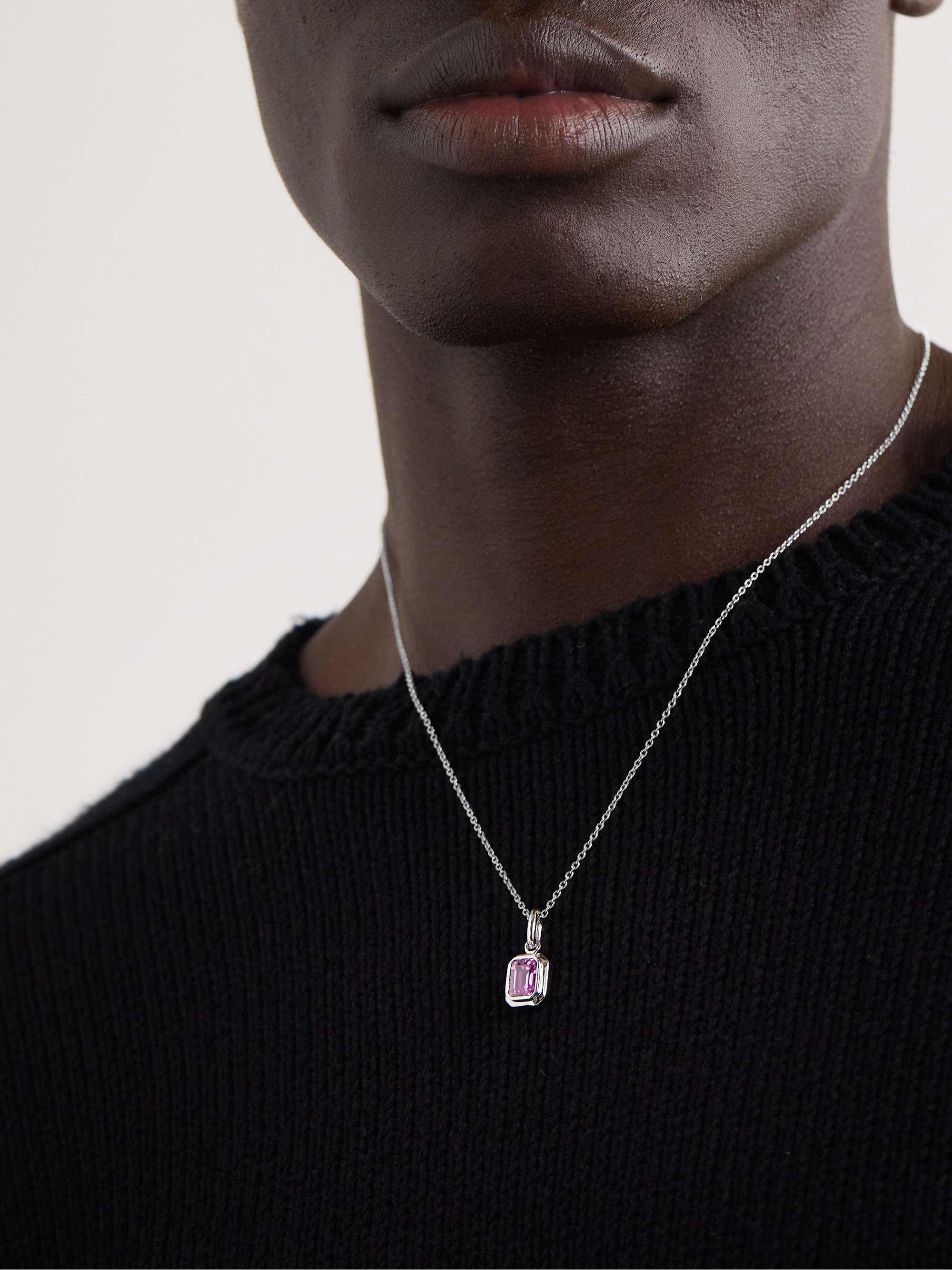 42 SUNS Small 14-Karat White Gold Pink Sapphire Pendant Necklace