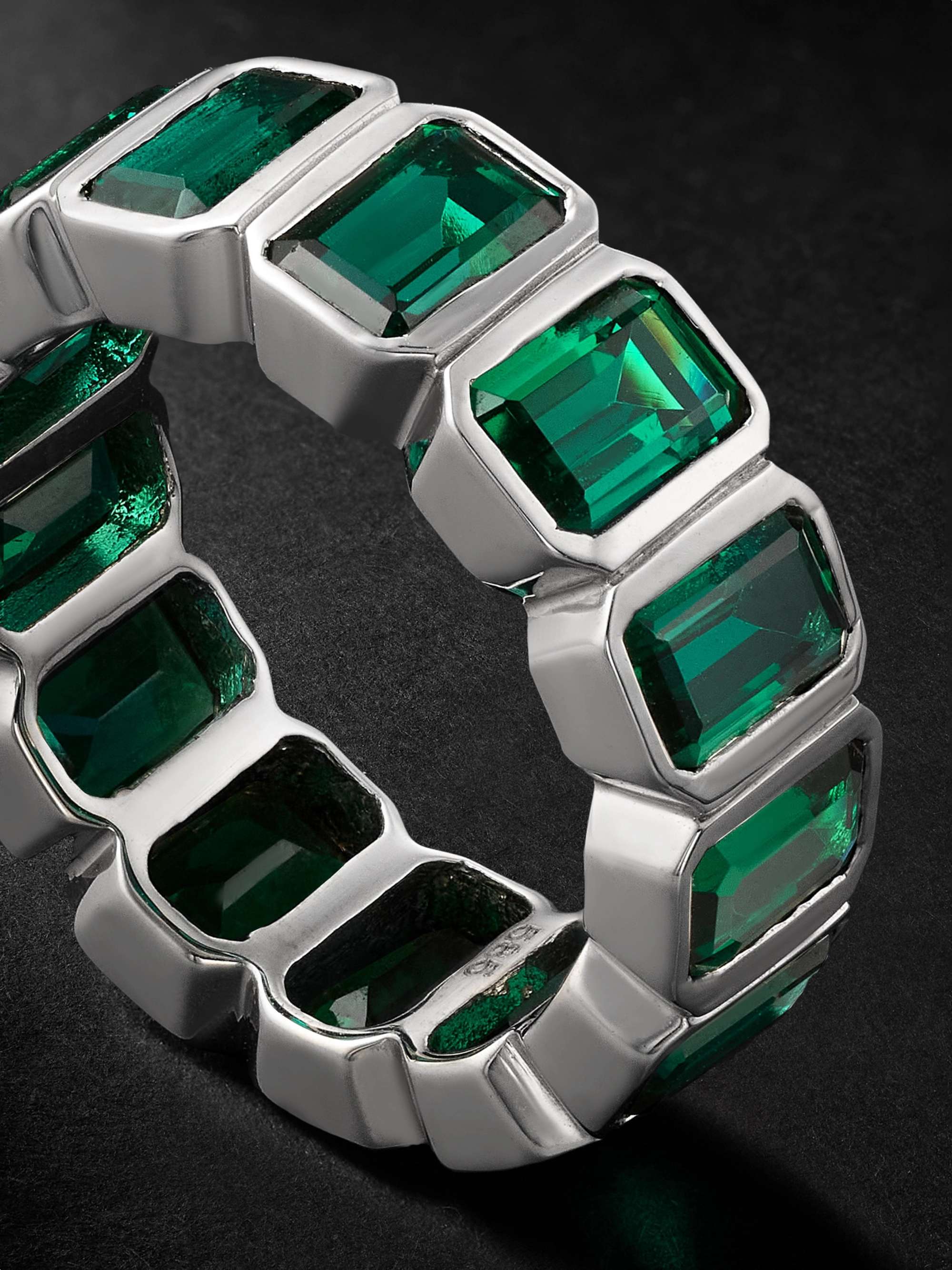 42 SUNS 14-Karat White Gold Emerald Eternity Ring