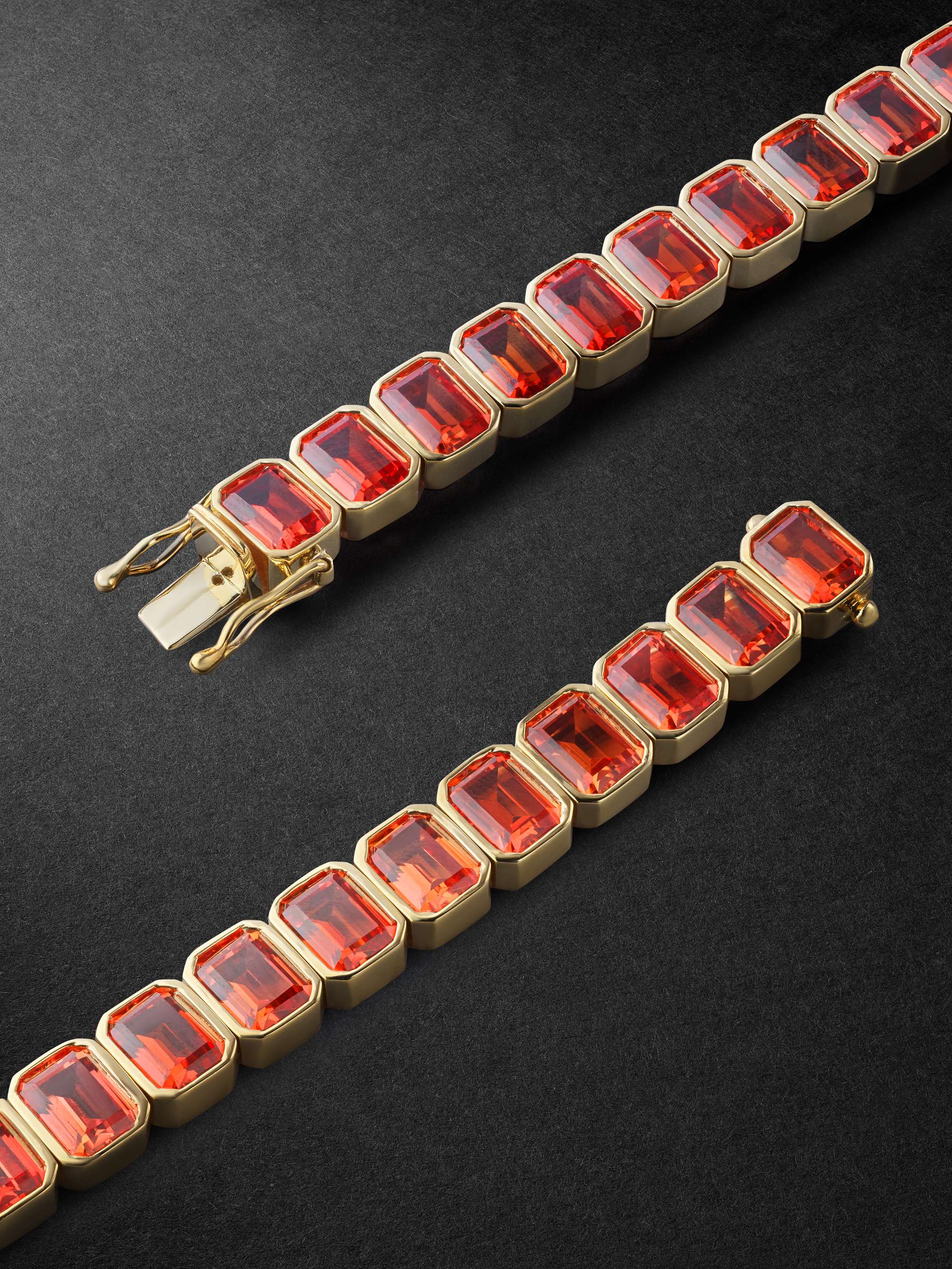 42 SUNS 14-Karat Gold Orange Sapphire Tennis Necklace