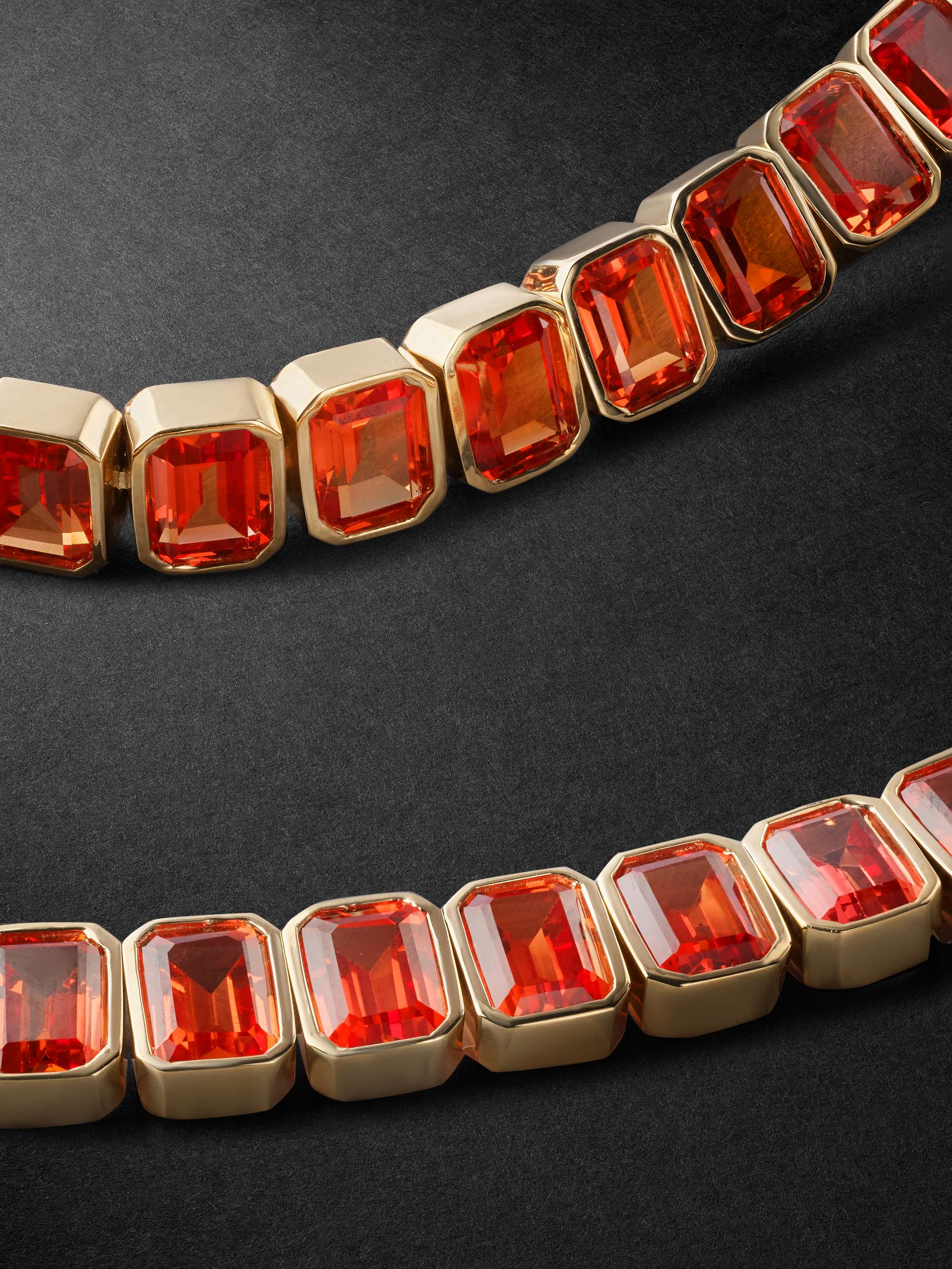 42 SUNS 14-Karat Gold Orange Sapphire Tennis Necklace