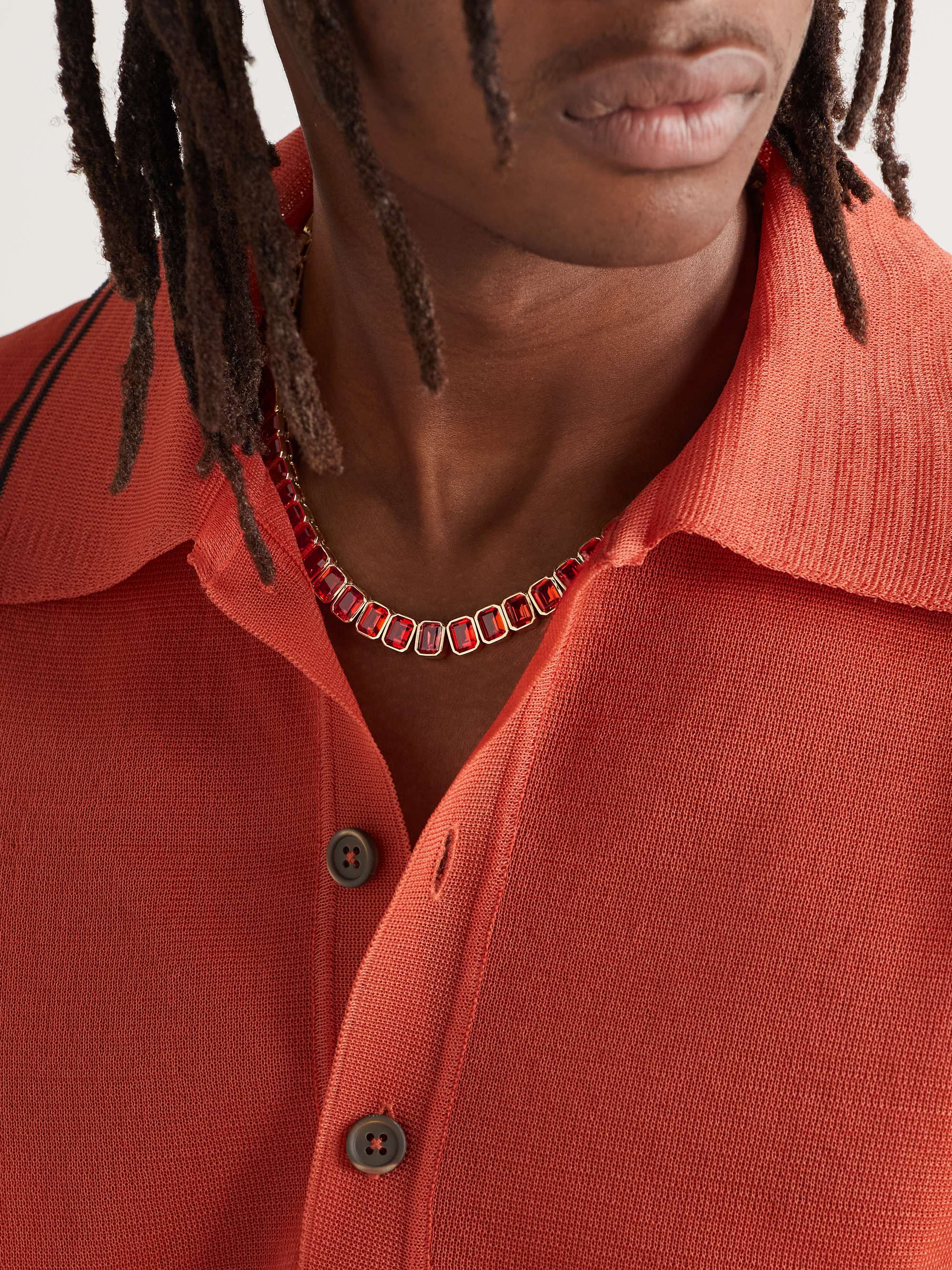 42 SUNS 14-Karat Gold Orange Sapphire Tennis Necklace