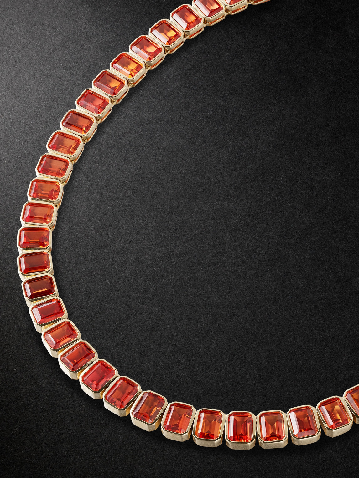 14-Karat Gold Orange Sapphire Tennis Necklace