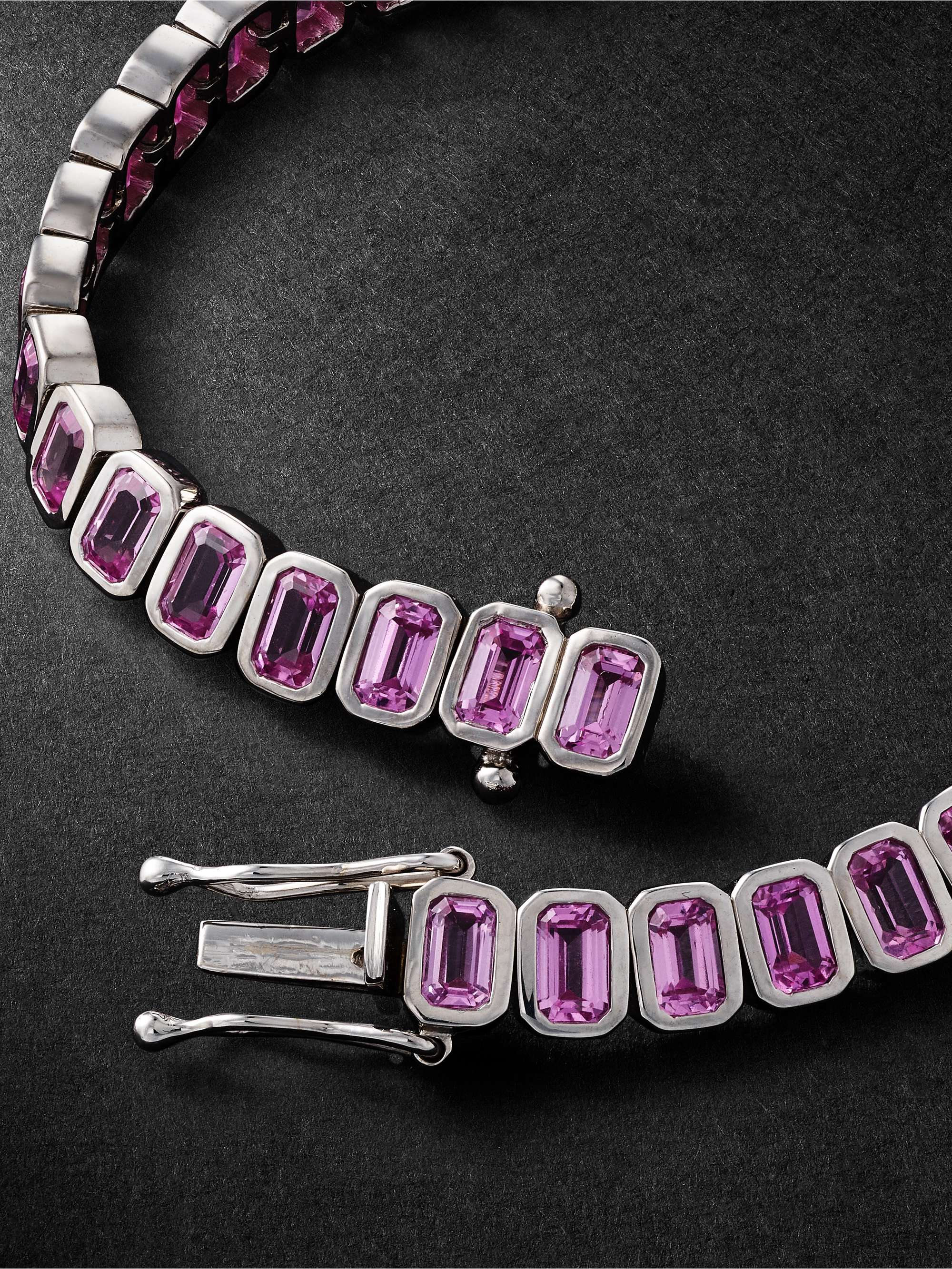 42 SUNS 14-Karat White Gold Pink Sapphire Tennis Bracelet