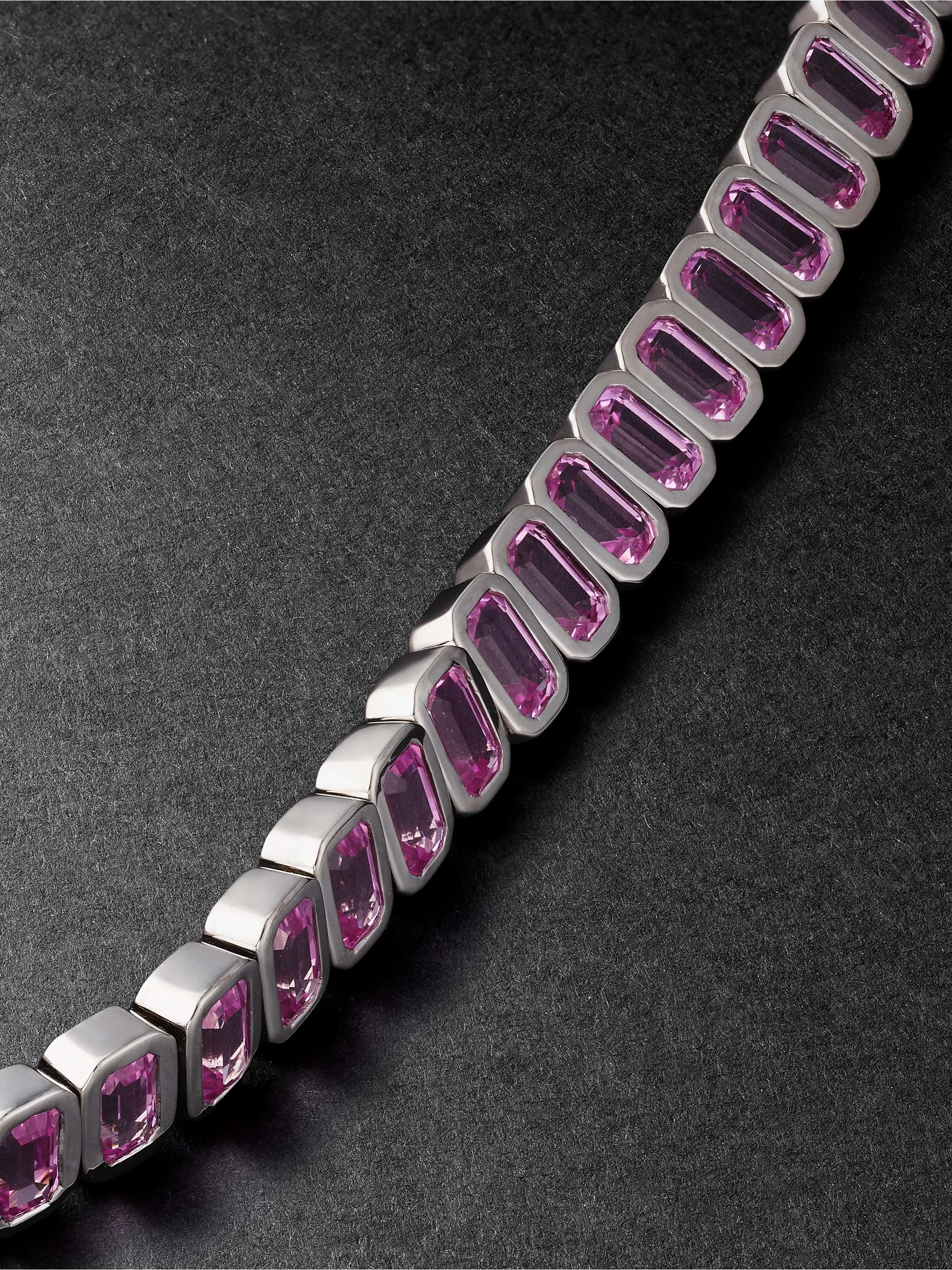 42 SUNS 14-Karat White Gold Pink Sapphire Tennis Bracelet