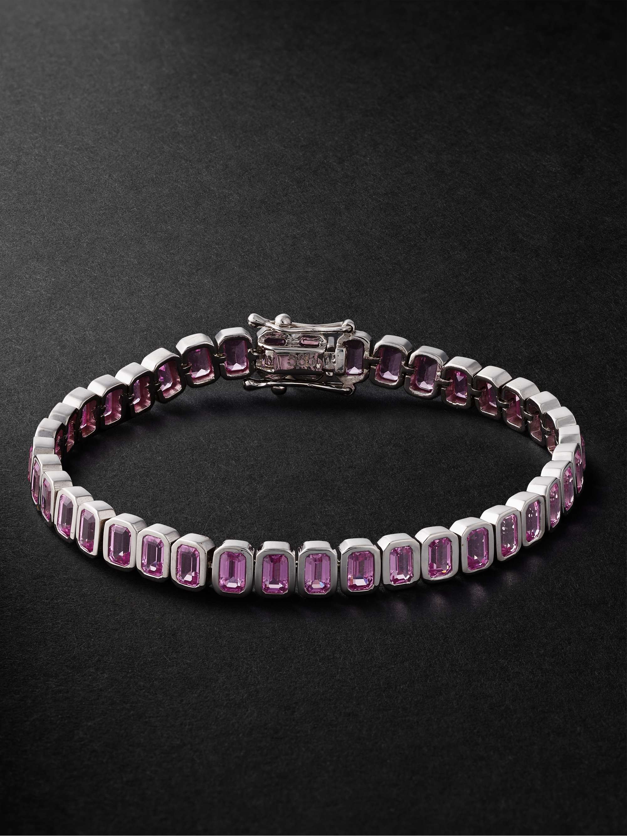 42 SUNS 14-Karat White Gold Pink Sapphire Tennis Bracelet