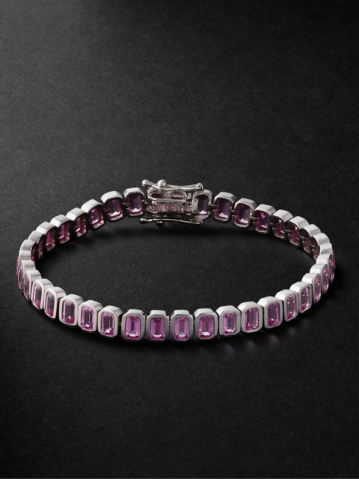 14-Karat White Gold Pink Sapphire Tennis Bracelet