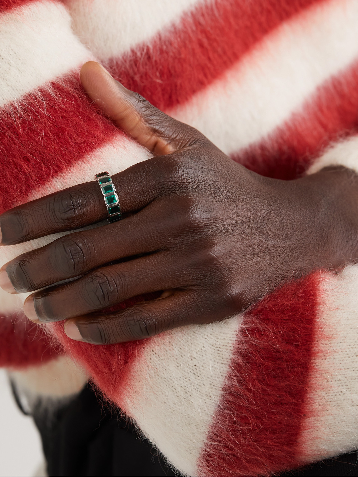 42 SUNS 14-Karat White Gold Emerald Eternity Ring - Men | Thumbnail 3