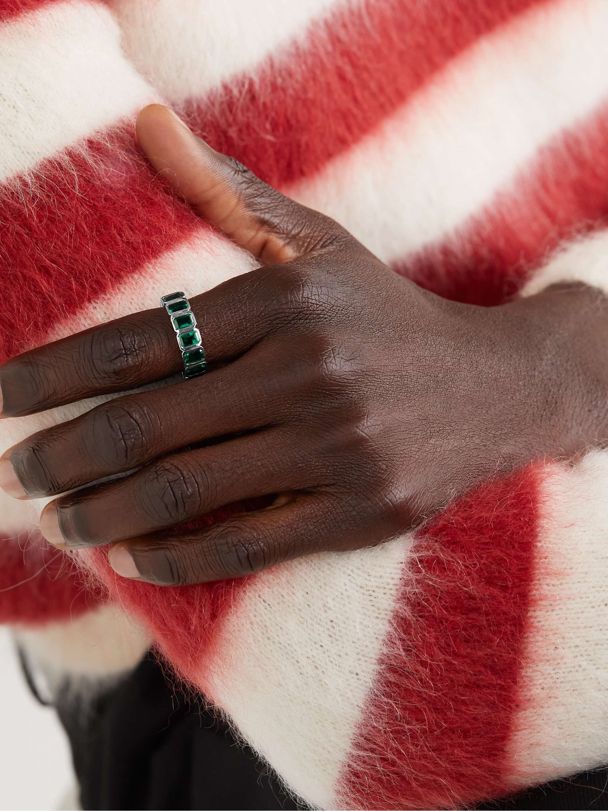 42 SUNS 14-Karat White Gold Emerald Eternity Ring