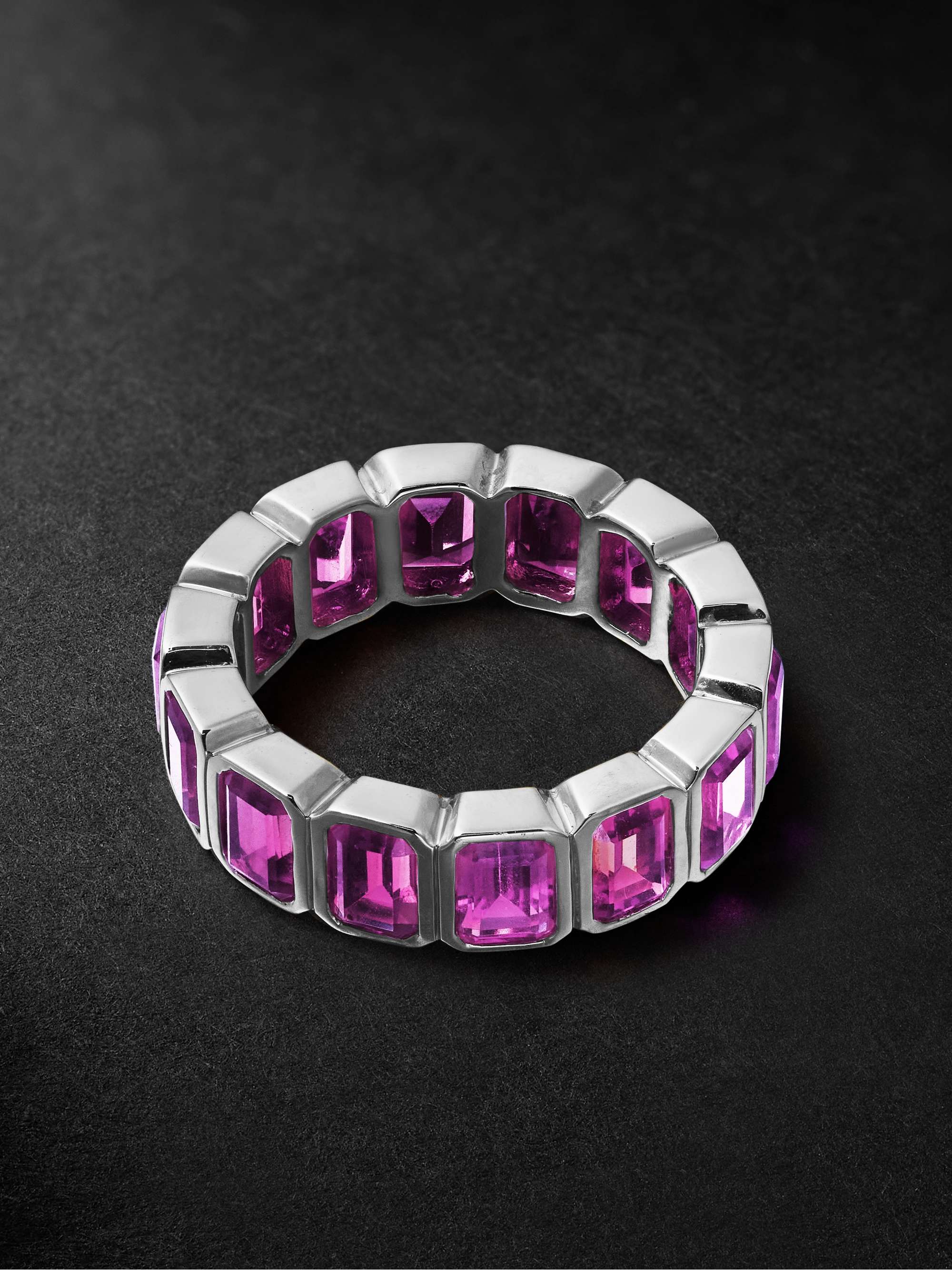 42 SUNS 14-Karat White Gold Pink Sapphire Eternity Ring