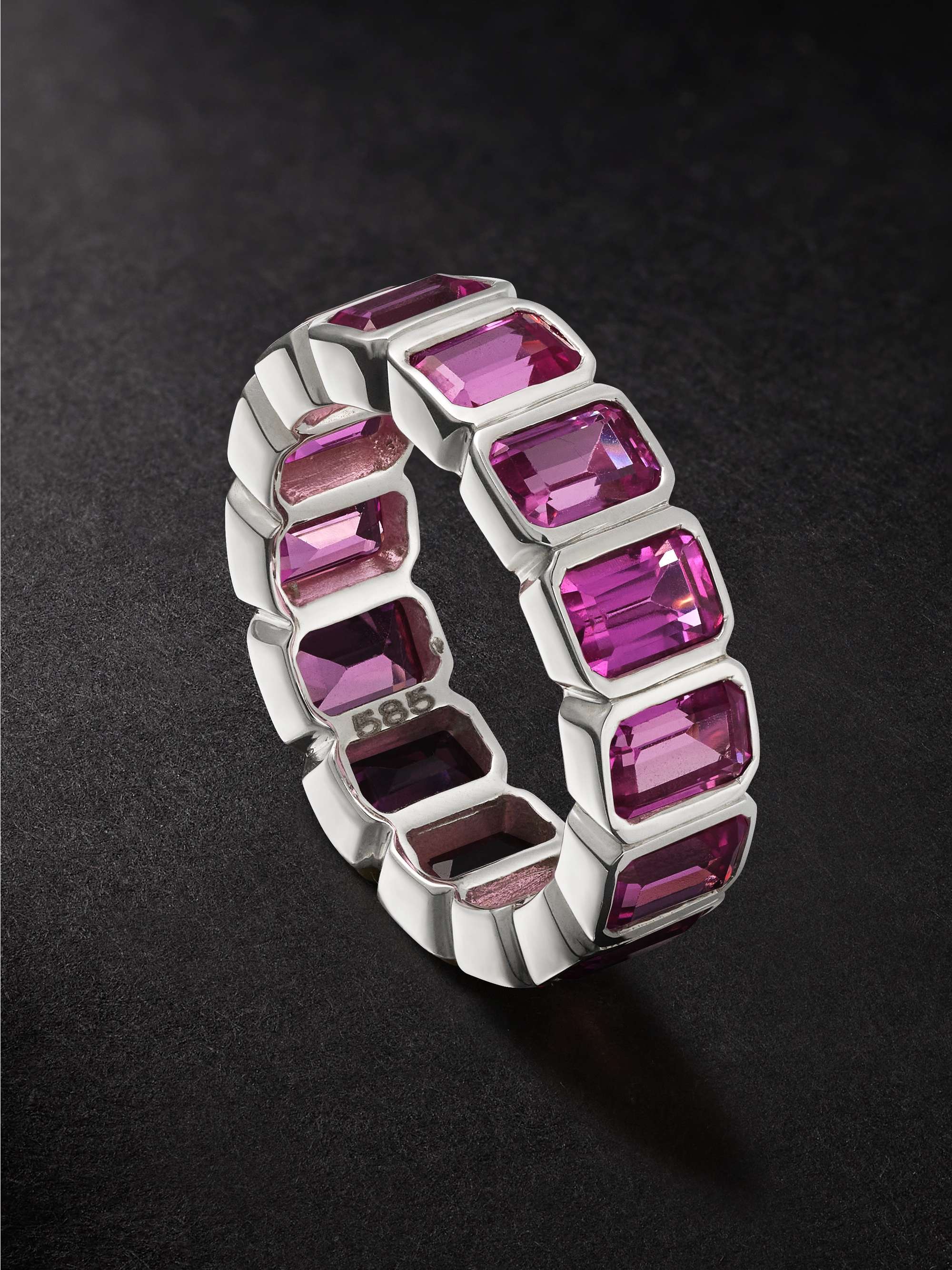 42 SUNS 14-Karat White Gold Pink Sapphire Eternity Ring