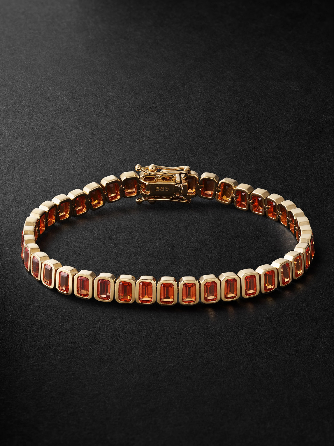14-Karat Gold Orange Sapphire Tennis Bracelet