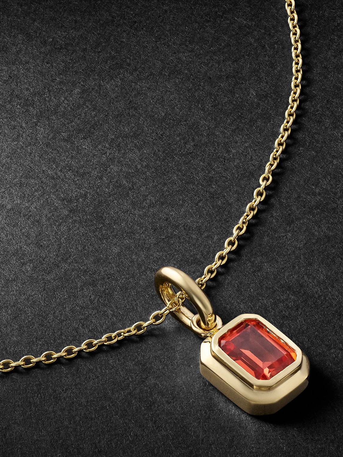 Small 14-Karat Gold Orange Sapphire Pendant Necklace