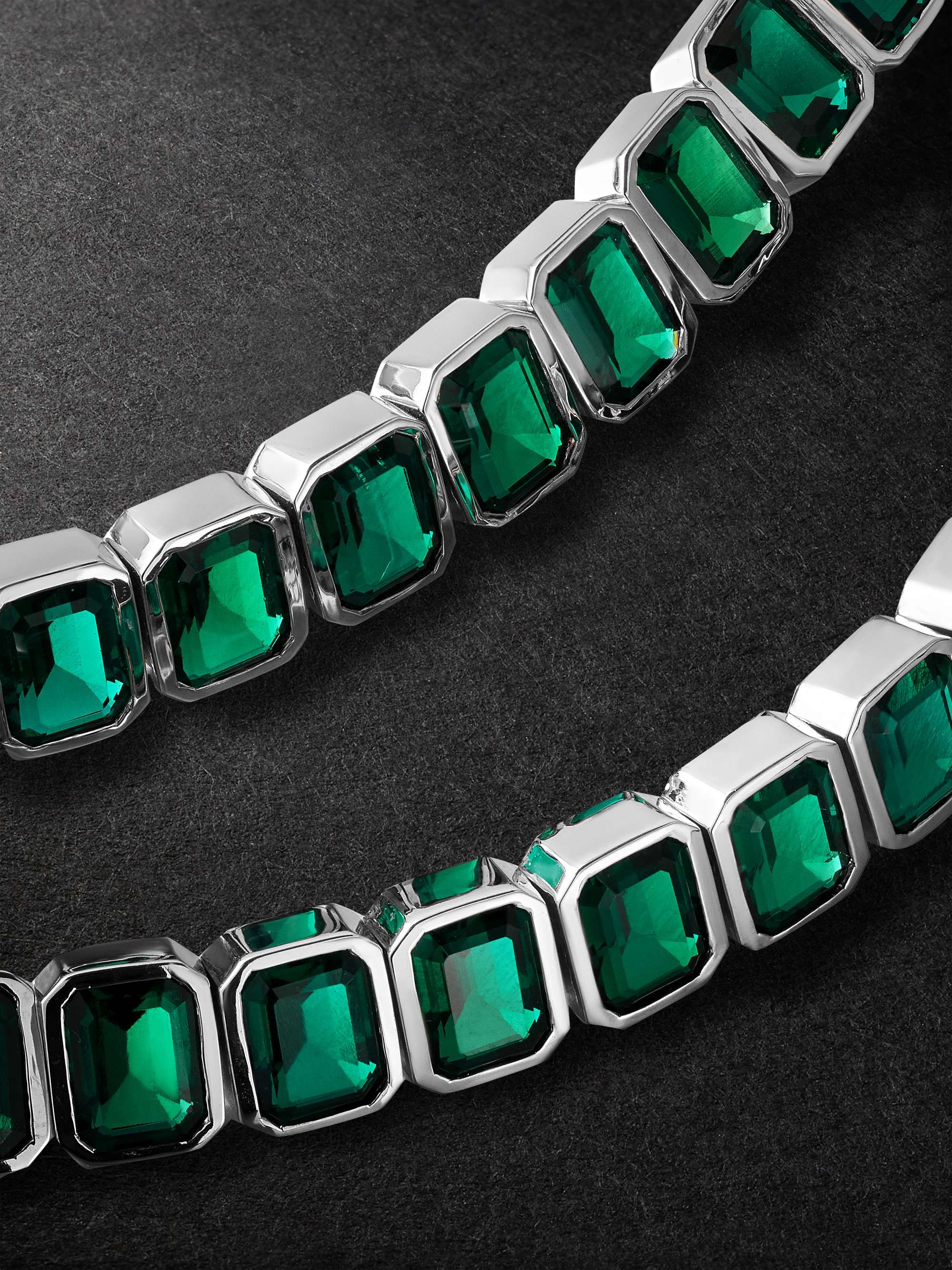 42 SUNS 14-Karat White Gold Emerald Tennis Necklace
