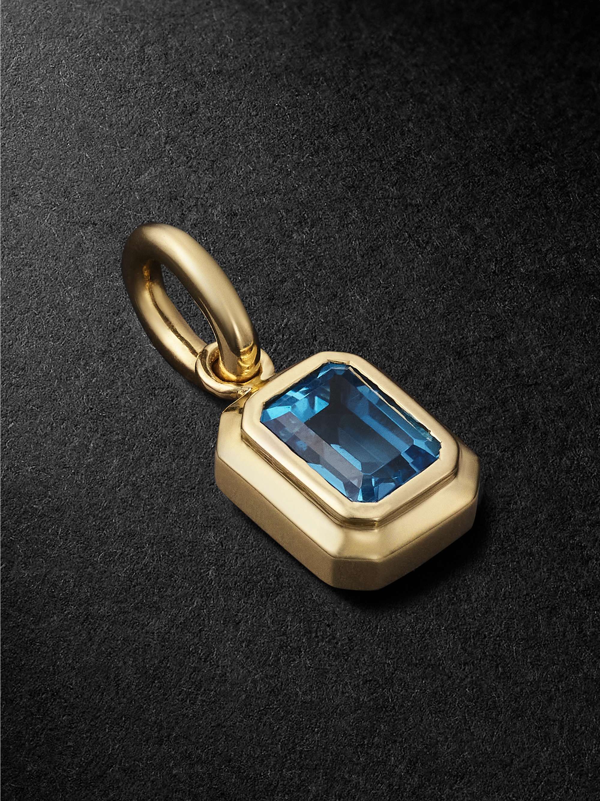 42 SUNS Small 14-Karat Gold Blue Topaz Pendant Necklace