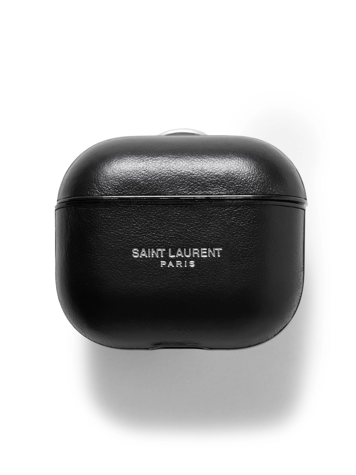 Saint Laurent Logo-print Leather Airpods Case In Nero