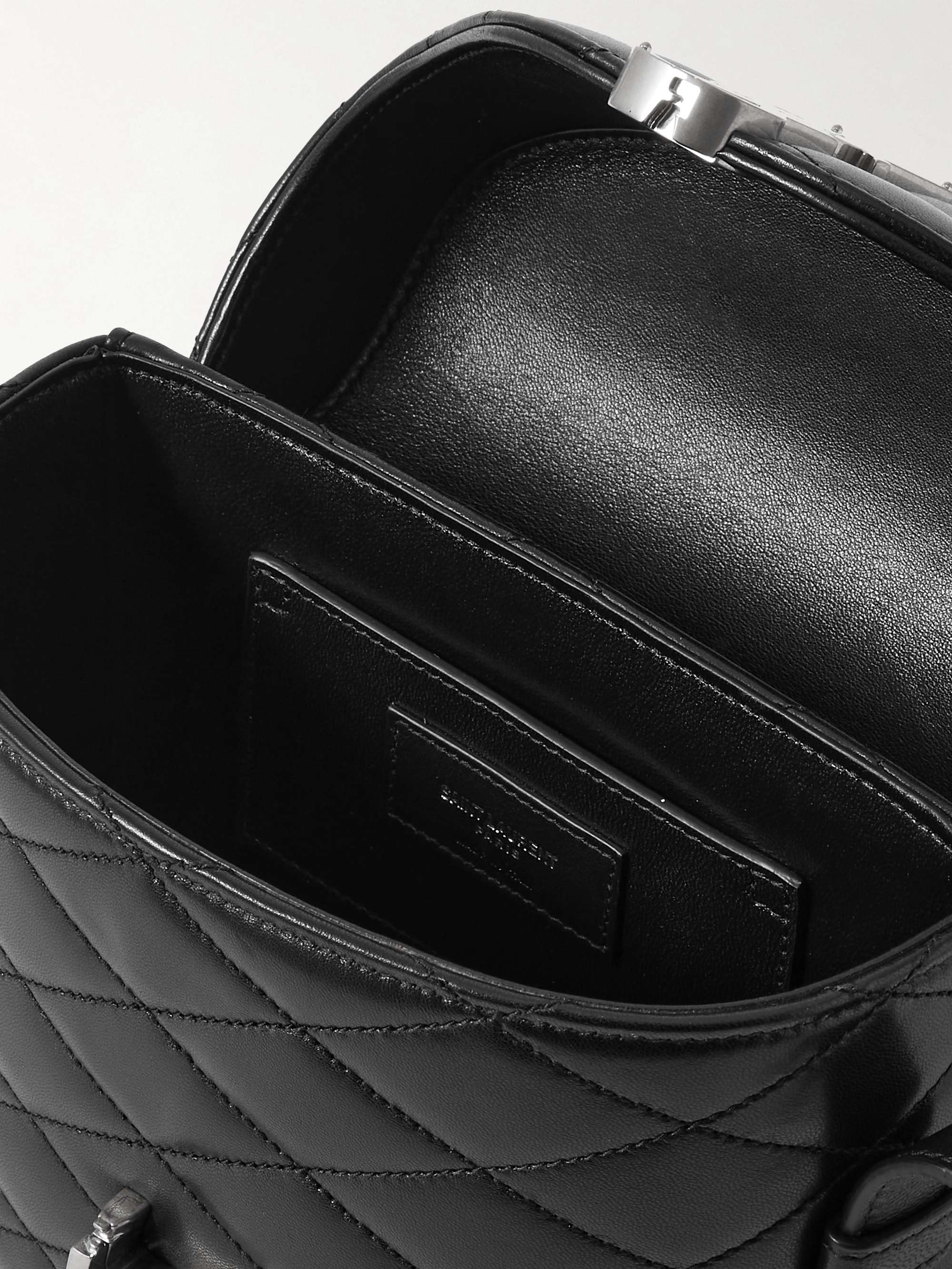 SAINT LAURENT Cassandre Logo-Appliquéd Quilted Leather Messenger Bag