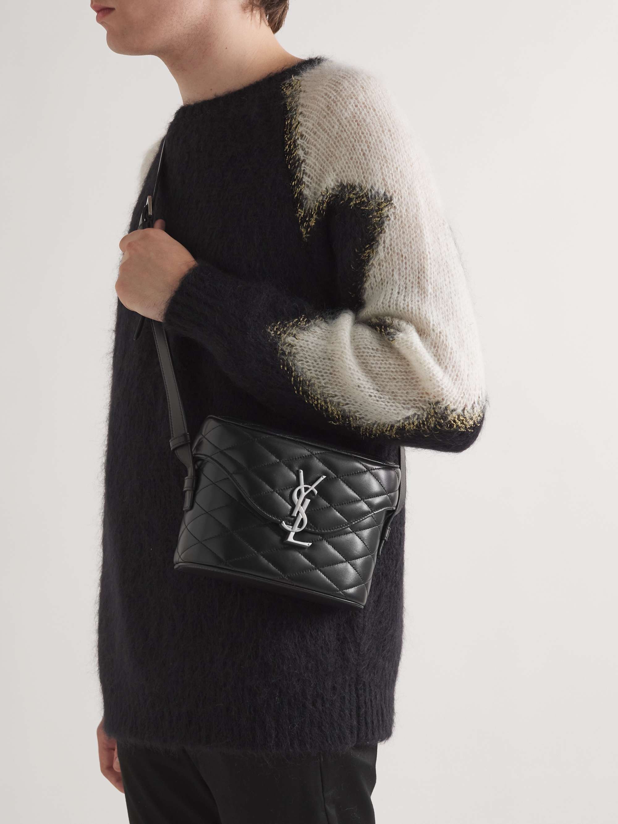 SAINT LAURENT Cassandre Logo-Appliquéd Quilted Leather Messenger Bag