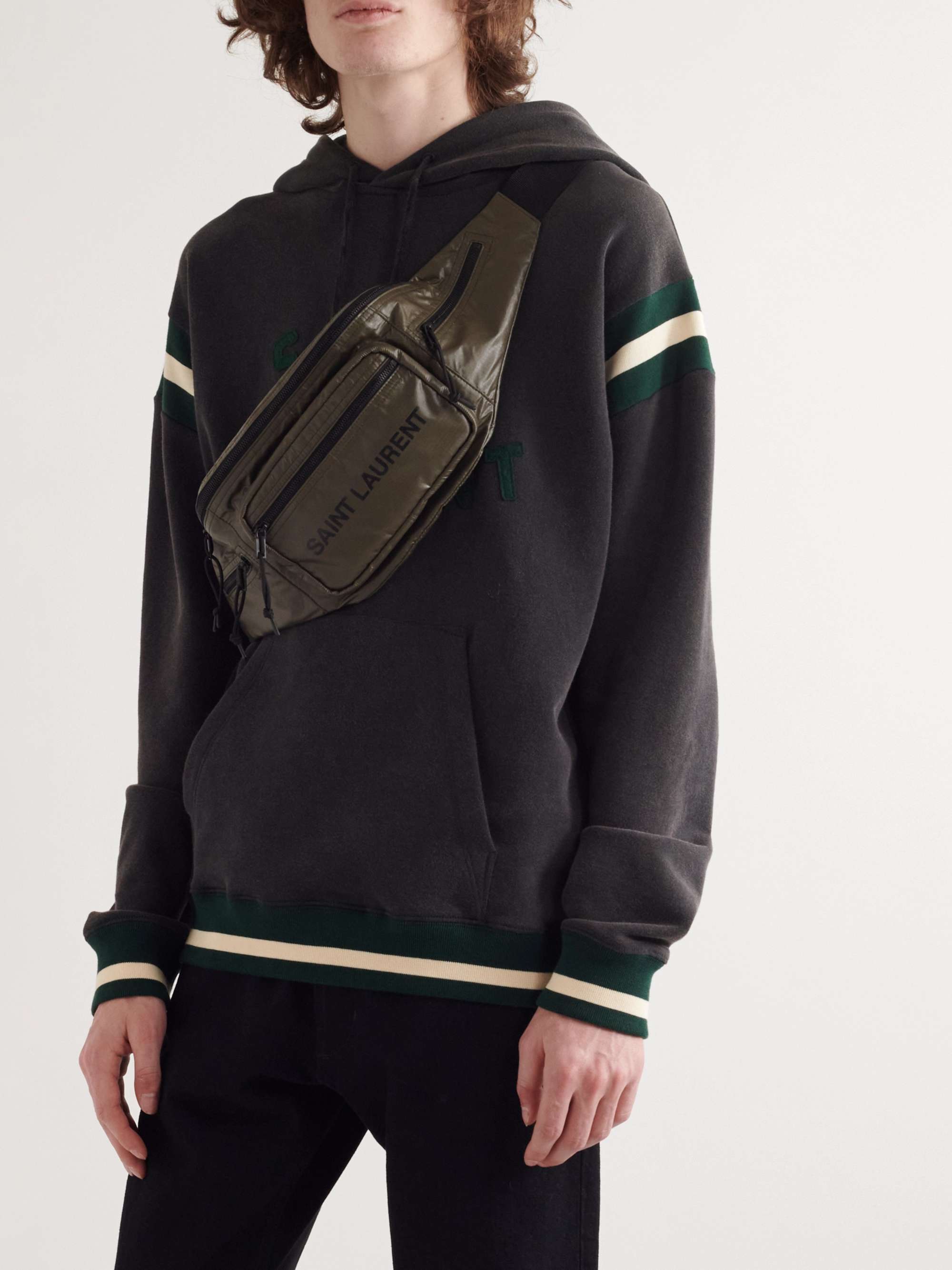 SAINT LAURENT Logo-Print Ripstop-Shell Belt Bag