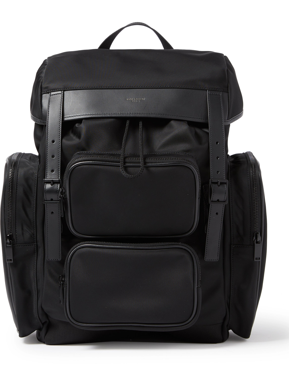 Saint Laurent City Leather-trimmed Econyl Backpack In Black