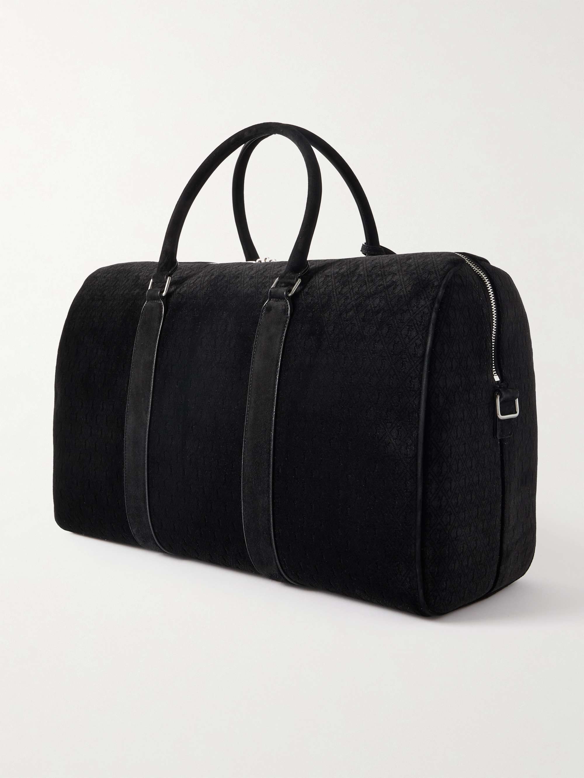 SAINT LAURENT Le Monogramme 48H Suede-Trimmed Logo-Jacquard Canvas Duffle Bag