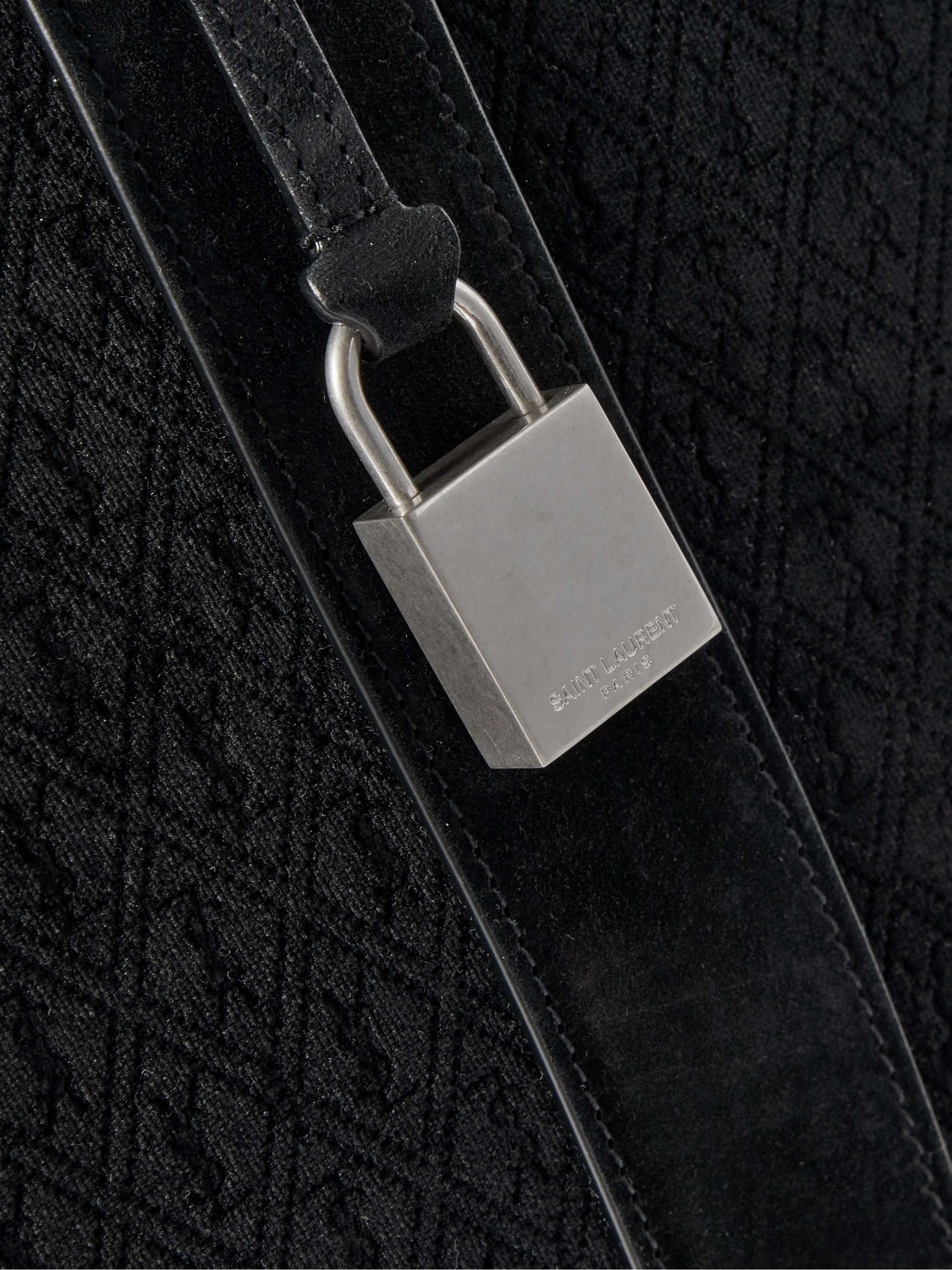 SAINT LAURENT Le Monogramme 48H Suede-Trimmed Logo-Jacquard Canvas Duffle Bag