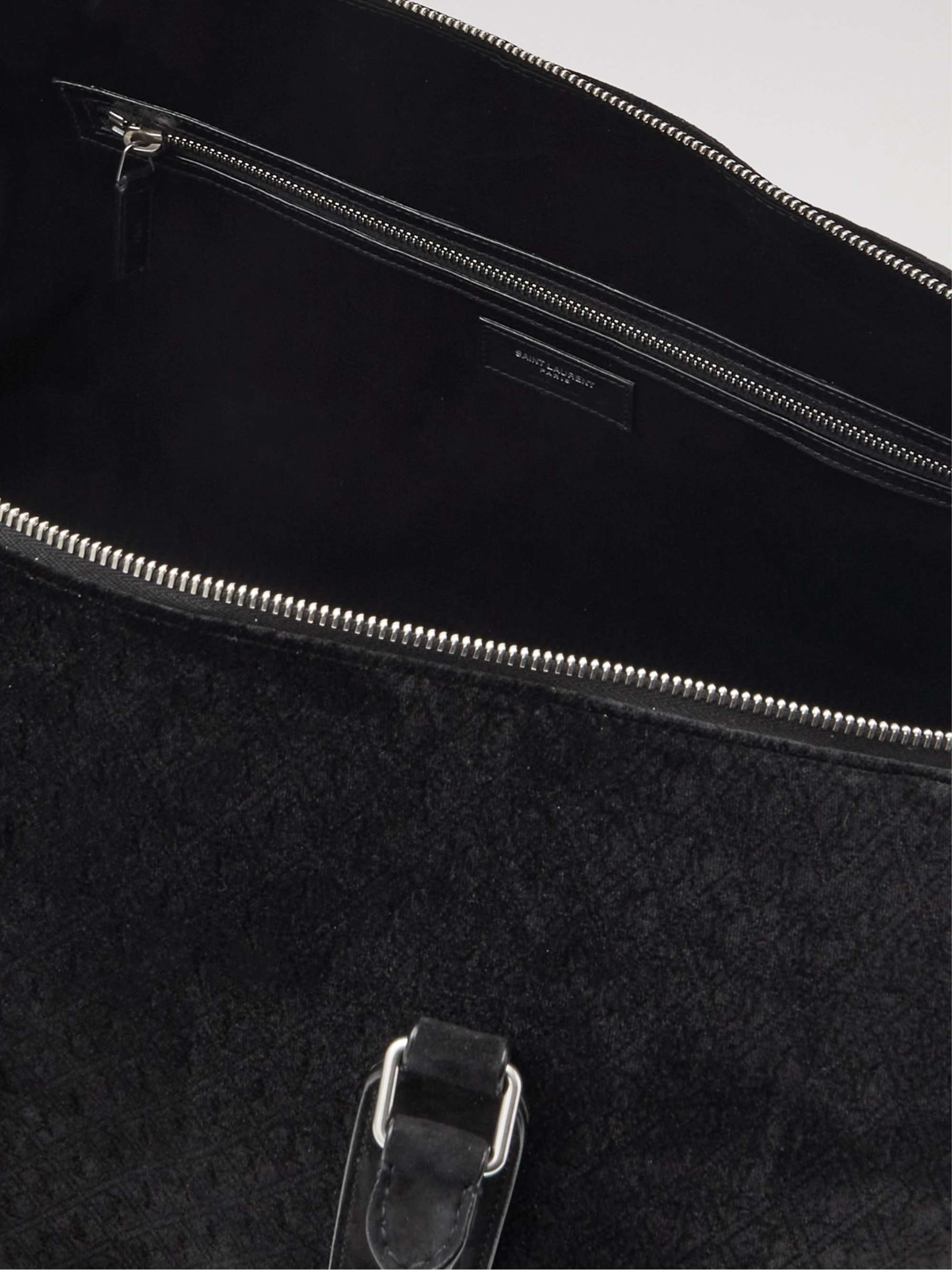 SAINT LAURENT Le Monogramme 48H Suede-Trimmed Logo-Jacquard Canvas Duffle Bag