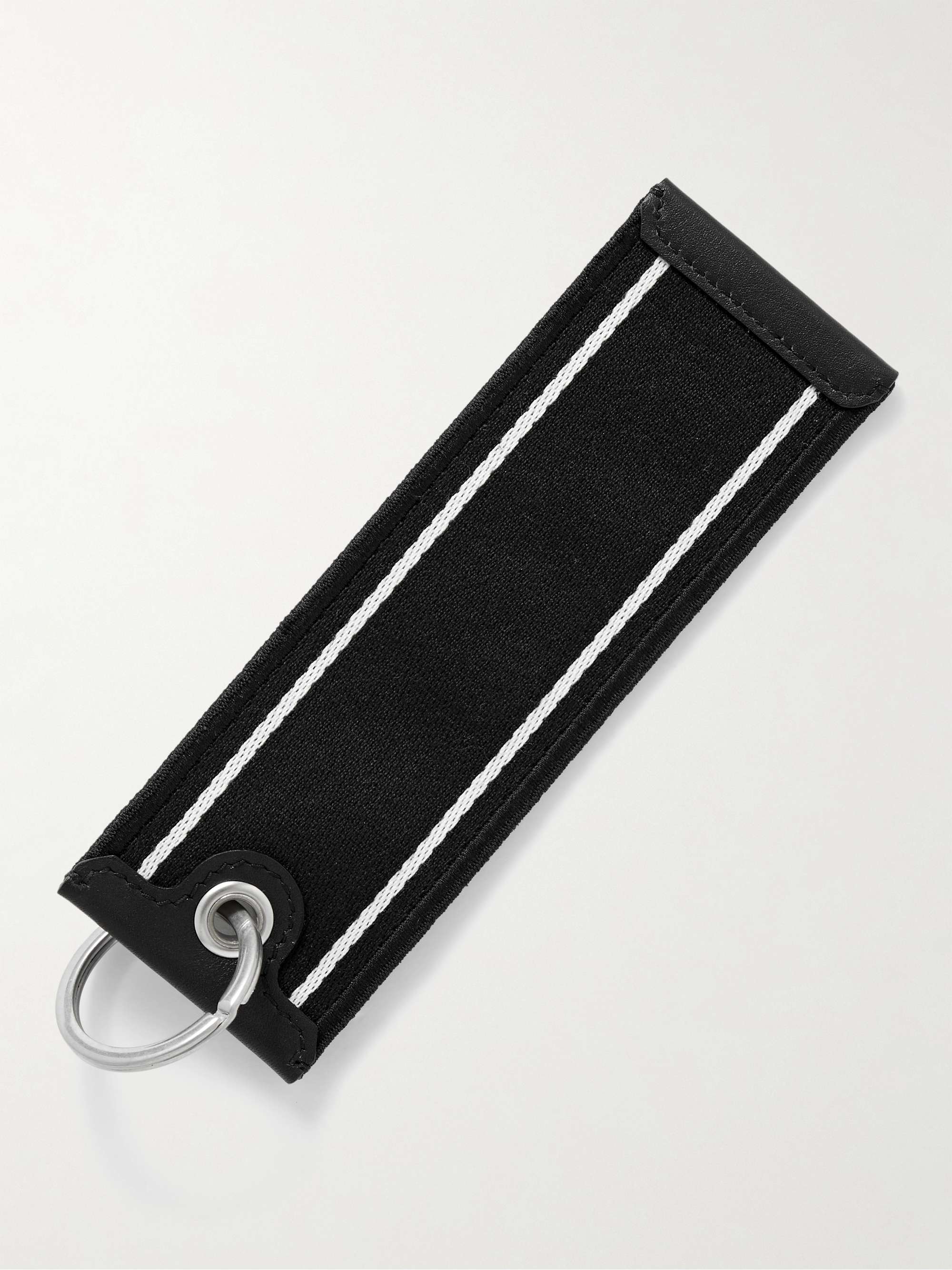 SAINT LAURENT Leather-Trimmed Logo-Jacquard Canvas and Silver-Tone Key Fob