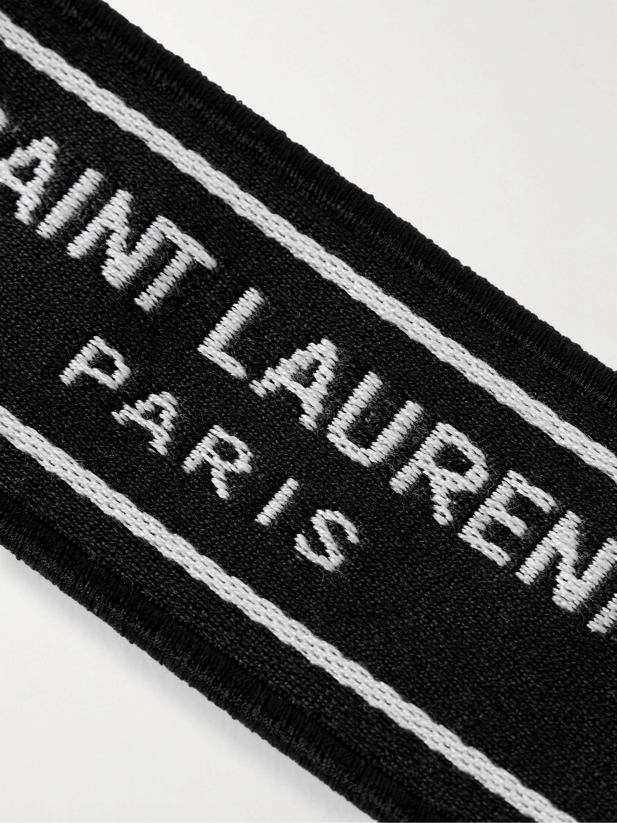 SAINT LAURENT Leather-Trimmed Logo-Jacquard Canvas and Silver-Tone Key Fob
