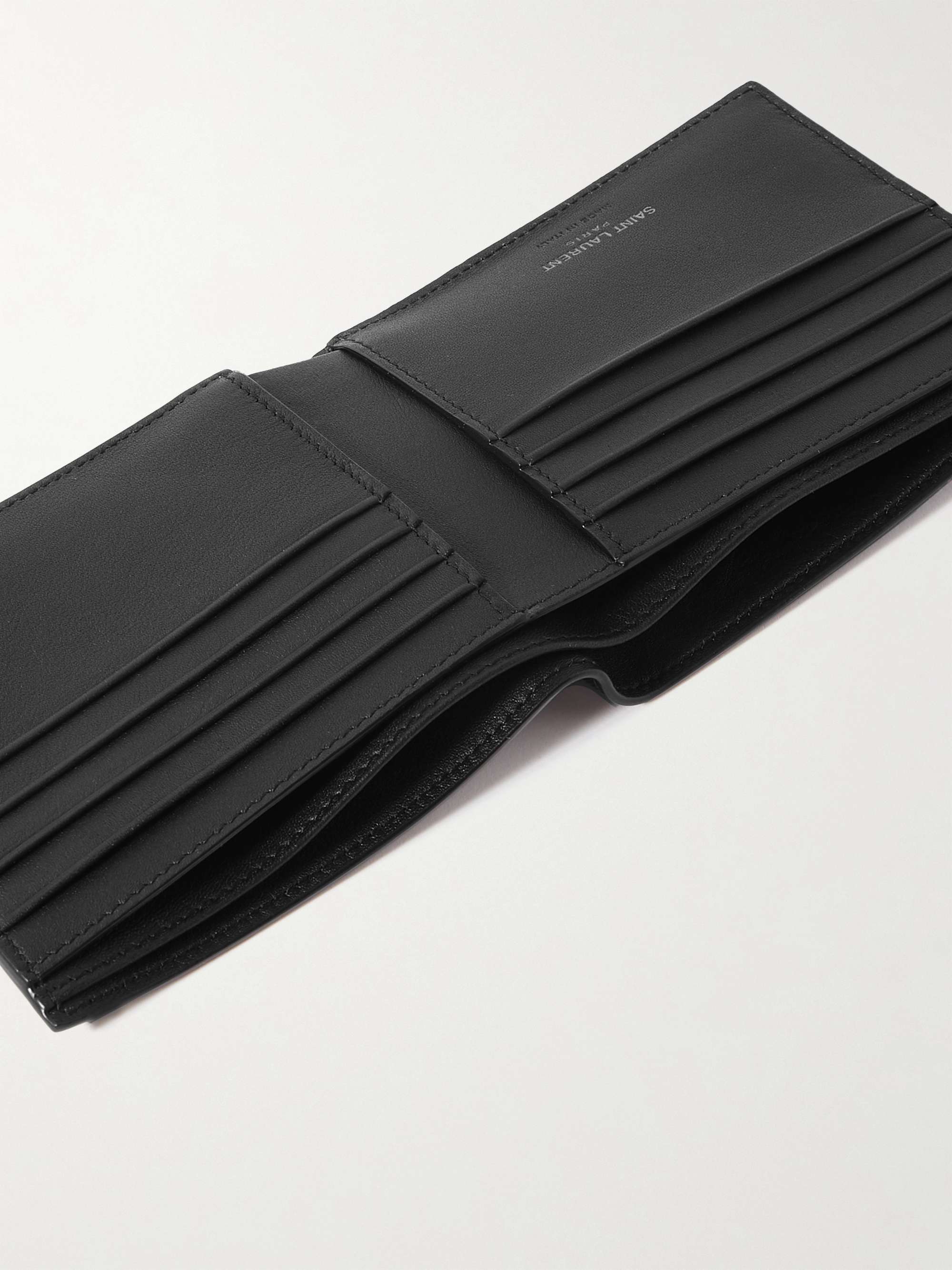 SAINT LAURENT Cross-Grain Leather Billfold Wallet