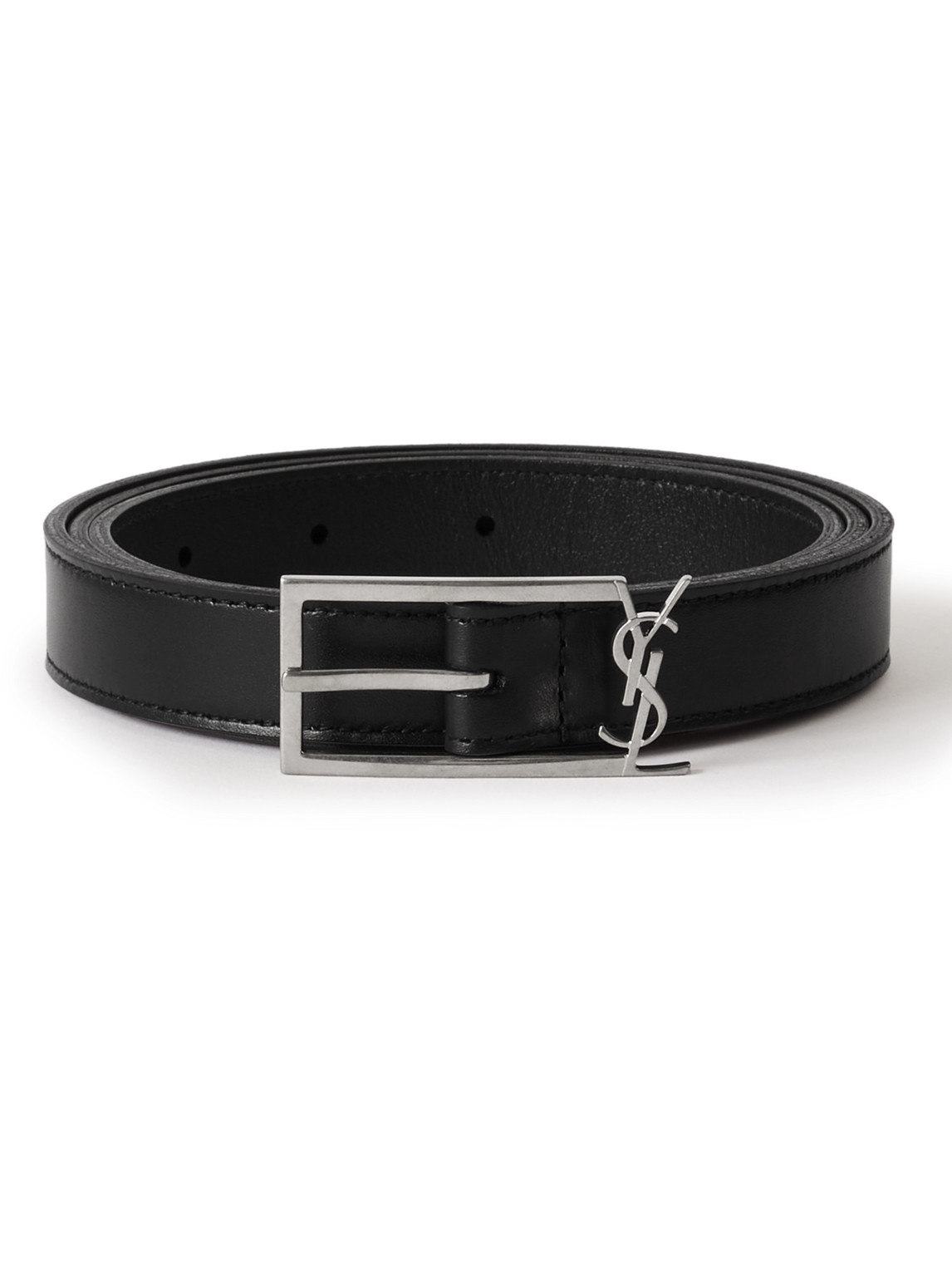 Saint Laurent 2cm Logo-embellished Leather Belt In Unknown