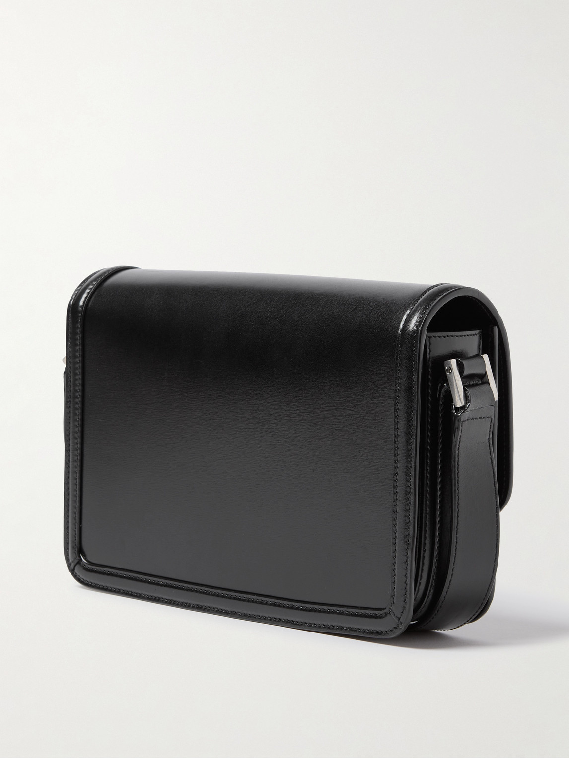 Saint Laurent Black Messenger Bag With Cassandre Detail In Smooth Leather In Black