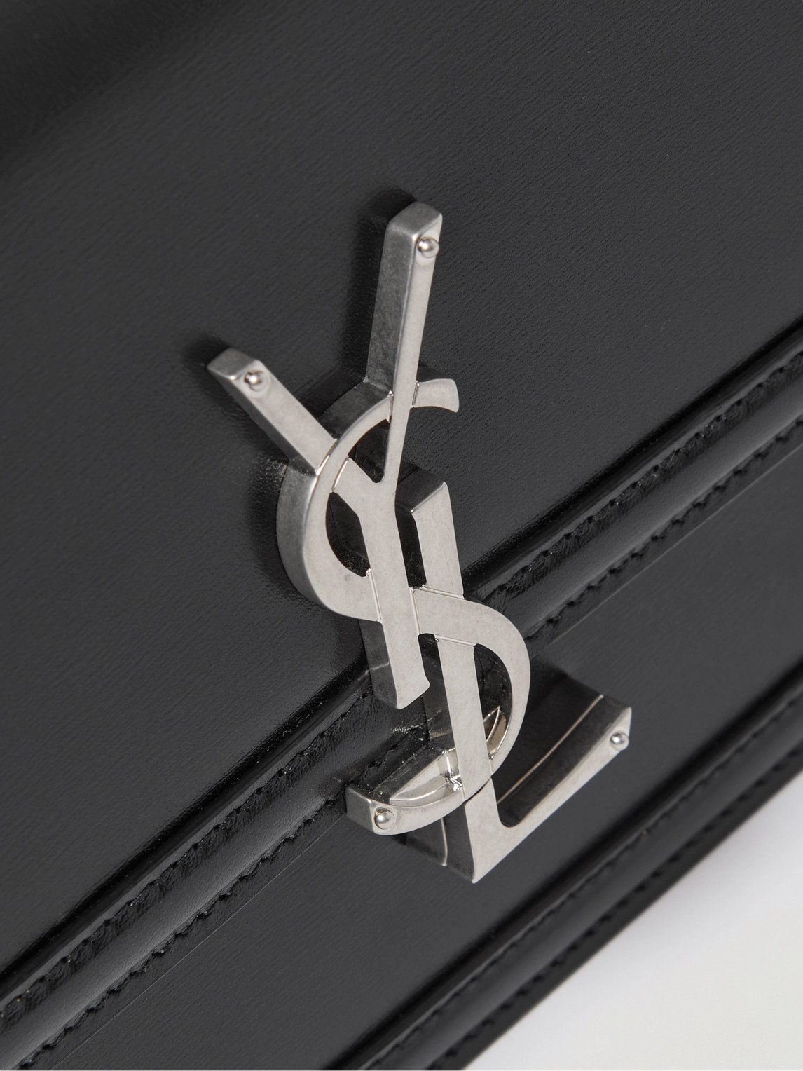 Shop Saint Laurent Solferino Medium Logo-appliquéd Leather Messenger Bag In Black