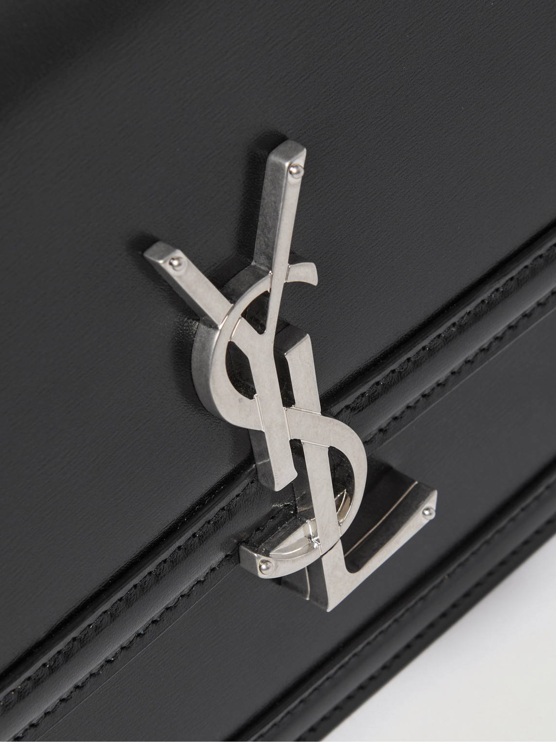 Saint Laurent Black Messenger Bag With Cassandre Detail In Smooth Leather In Black